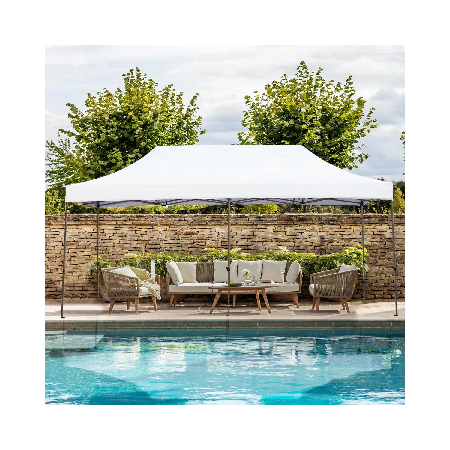 Tente d'extérieur escamotable instantanée de 10 x 20 pi d'EROMMY – Installation rapide, blanc – Abri portatif pour le camping, les fêtes et les