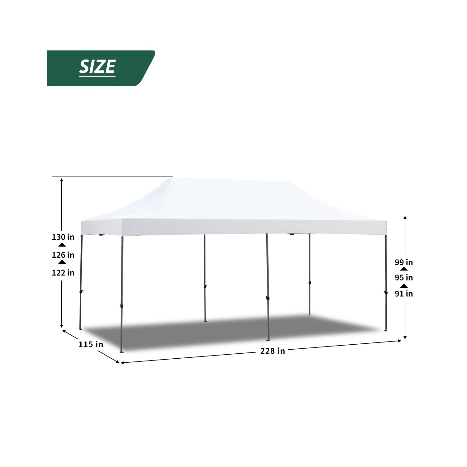 Tente d'extérieur escamotable instantanée de 10 x 20 pi d'EROMMY – Installation rapide, blanc – Abri portatif pour le camping, les fêtes et les