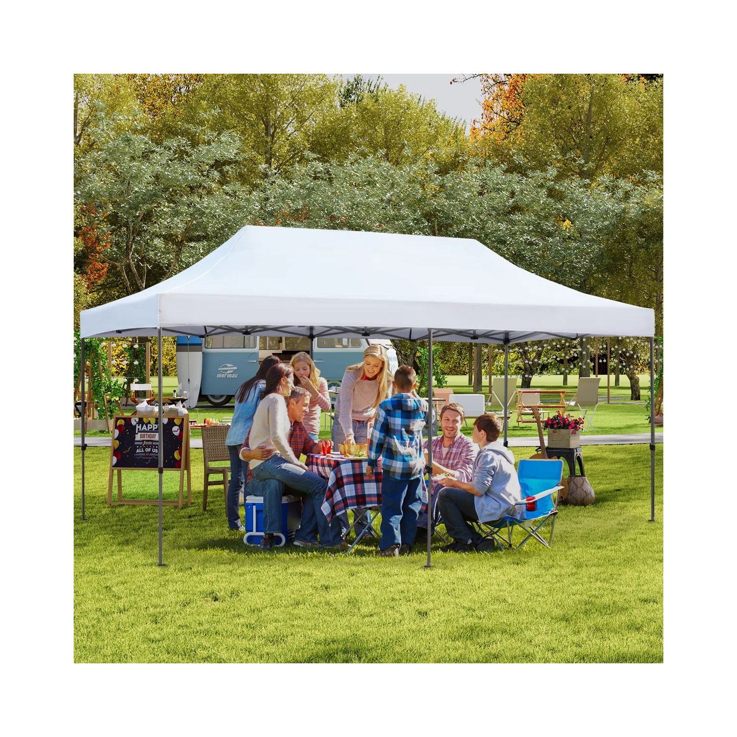 Tente d'extérieur escamotable instantanée de 10 x 20 pi d'EROMMY – Installation rapide, blanc – Abri portatif pour le camping, les fêtes et les