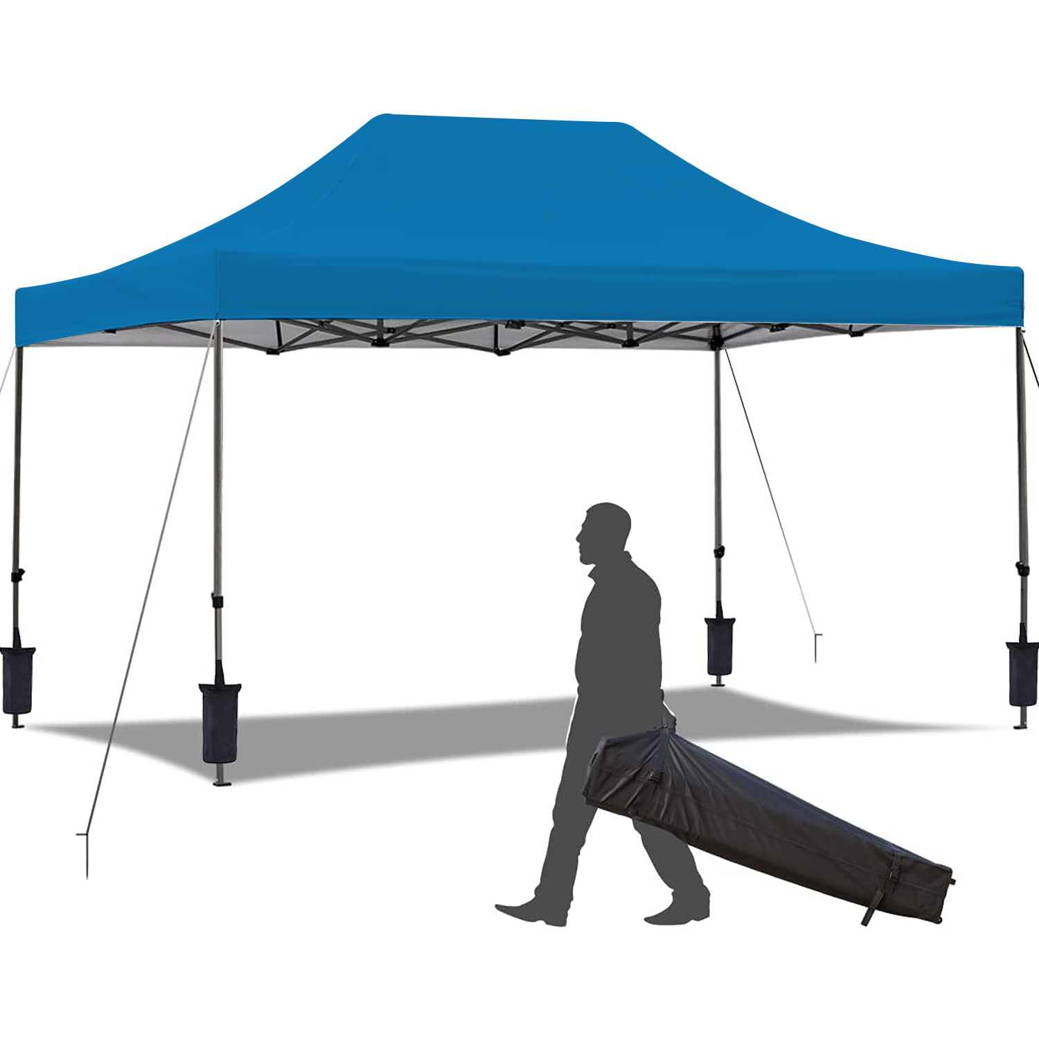 EROMMY 10'x15' Instant Pop-Up Canopy Tent – Easy Setup, Blue – Outdoor Shelter for Camping & Backyard