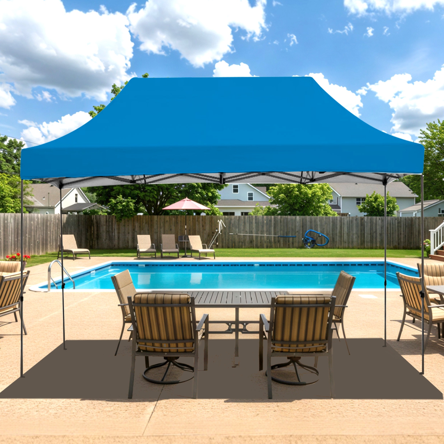 EROMMY 10'x15' Instant Pop-Up Canopy Tent – Easy Setup, Blue – Outdoor Shelter for Camping & Backyard