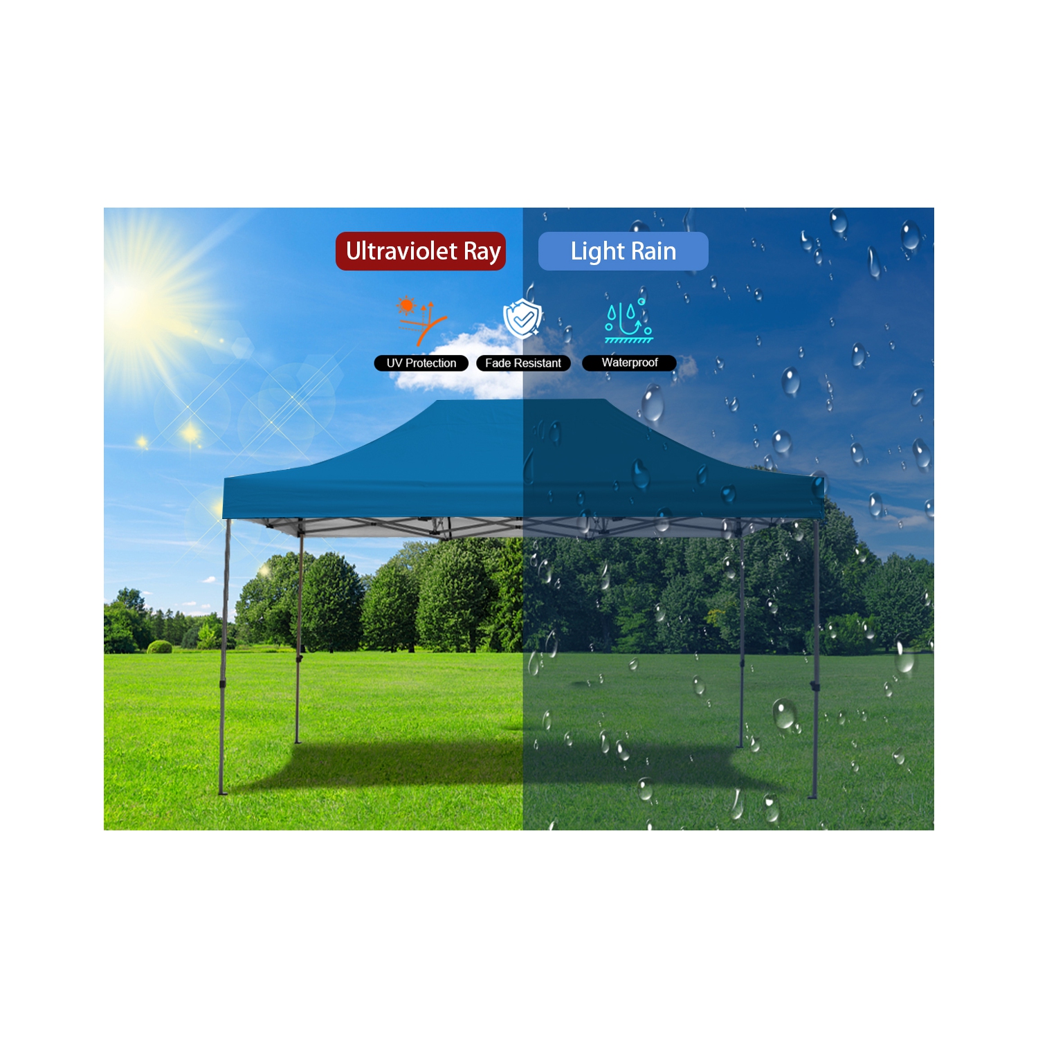 EROMMY 10'x15' Instant Pop-Up Canopy Tent – Easy Setup, Blue – Outdoor Shelter for Camping & Backyard