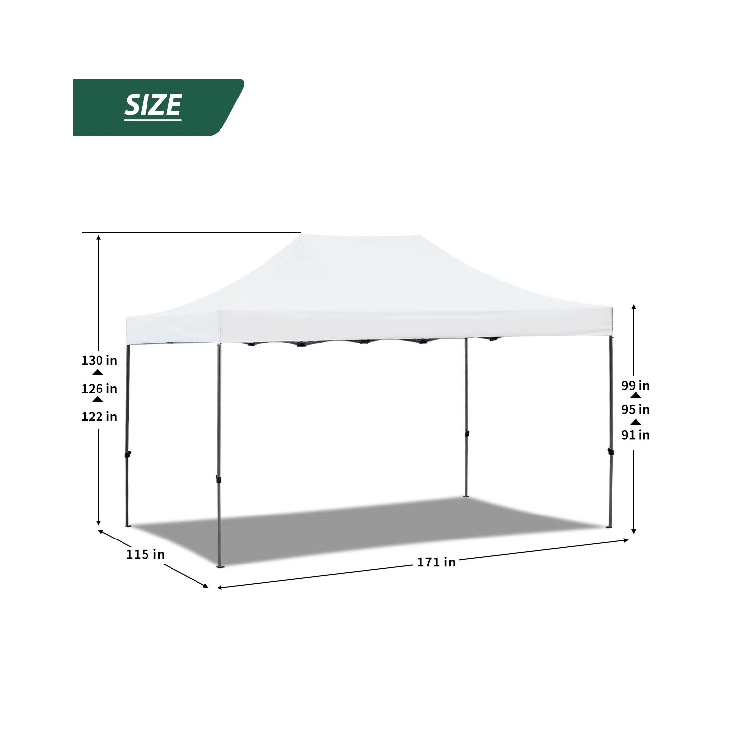 Tente à auvent escamotable instantanée de 10 x 15 pi d'EROMMY – Installation facile, blanc – Abri extérieur pour le camping et la cour arrière