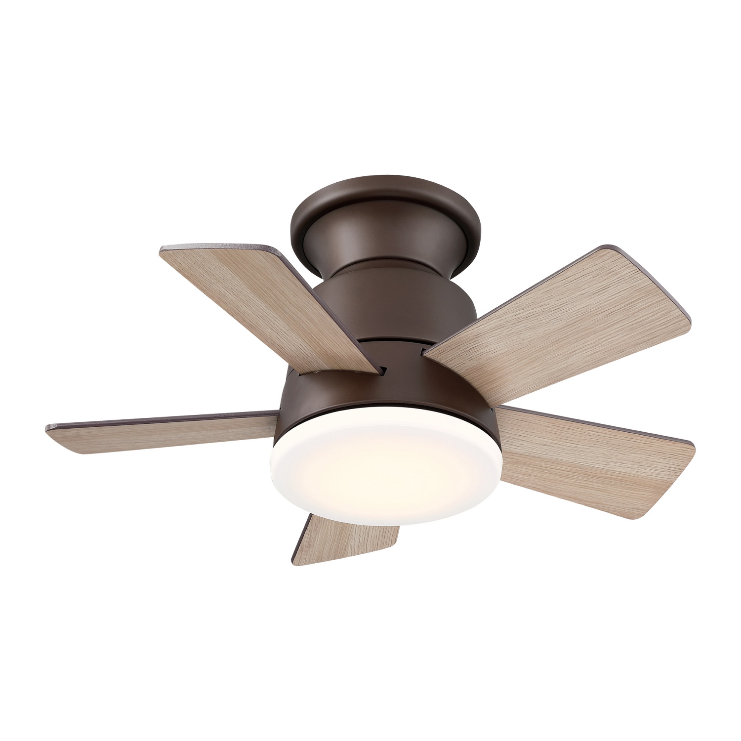 Ventilateur de plafond à intensité réglable de 24&nbsp;po en bois bronze huilé Uncle de Parrot avec lampe
