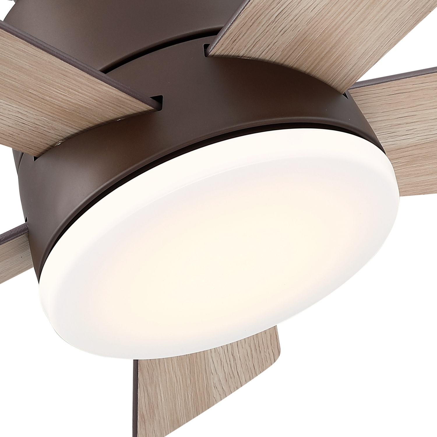 Ventilateur de plafond à intensité réglable de 24&nbsp;po en bois bronze huilé Uncle de Parrot avec lampe