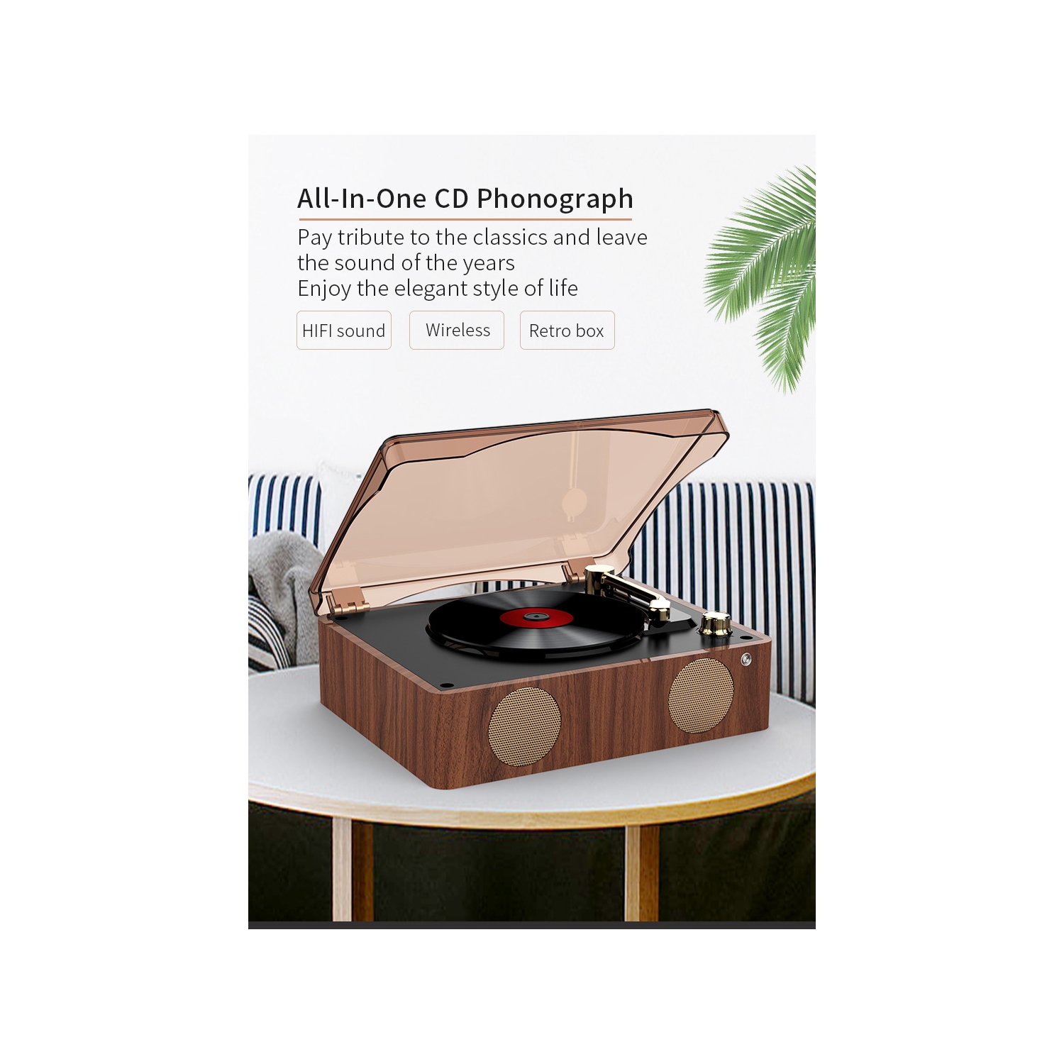 2500mAh Portable CD Player, Home/Car Retro CD Player, Wooden Speaker Rechargeable Player with Remote Control, USB Type-c, Support CD/CD-R/CD-RW/MP3,