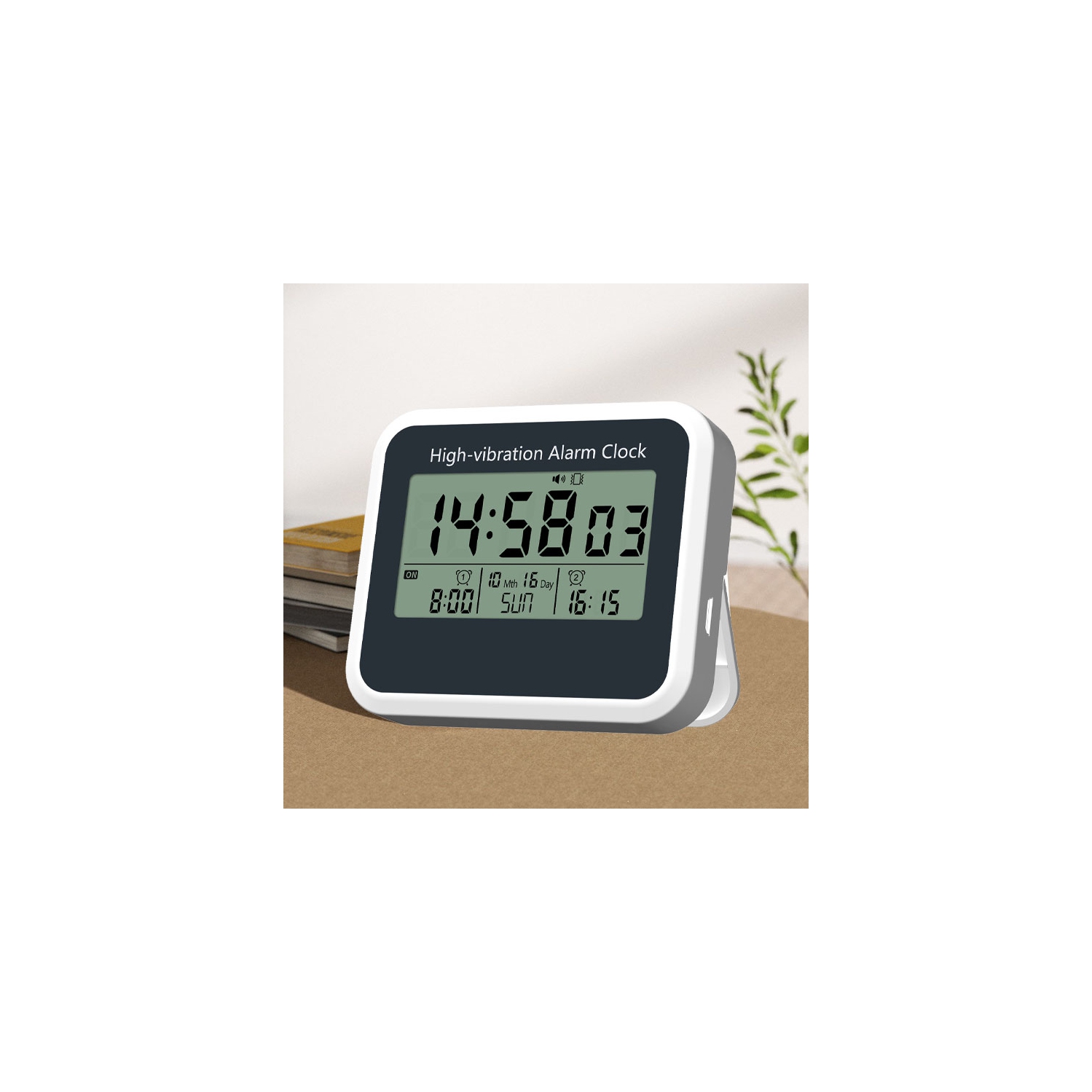 Silent and powerful vibration rechargeable alarm clock, student strong wake-up clock in dormitory, electronic children's wake-up tool, stopwatch