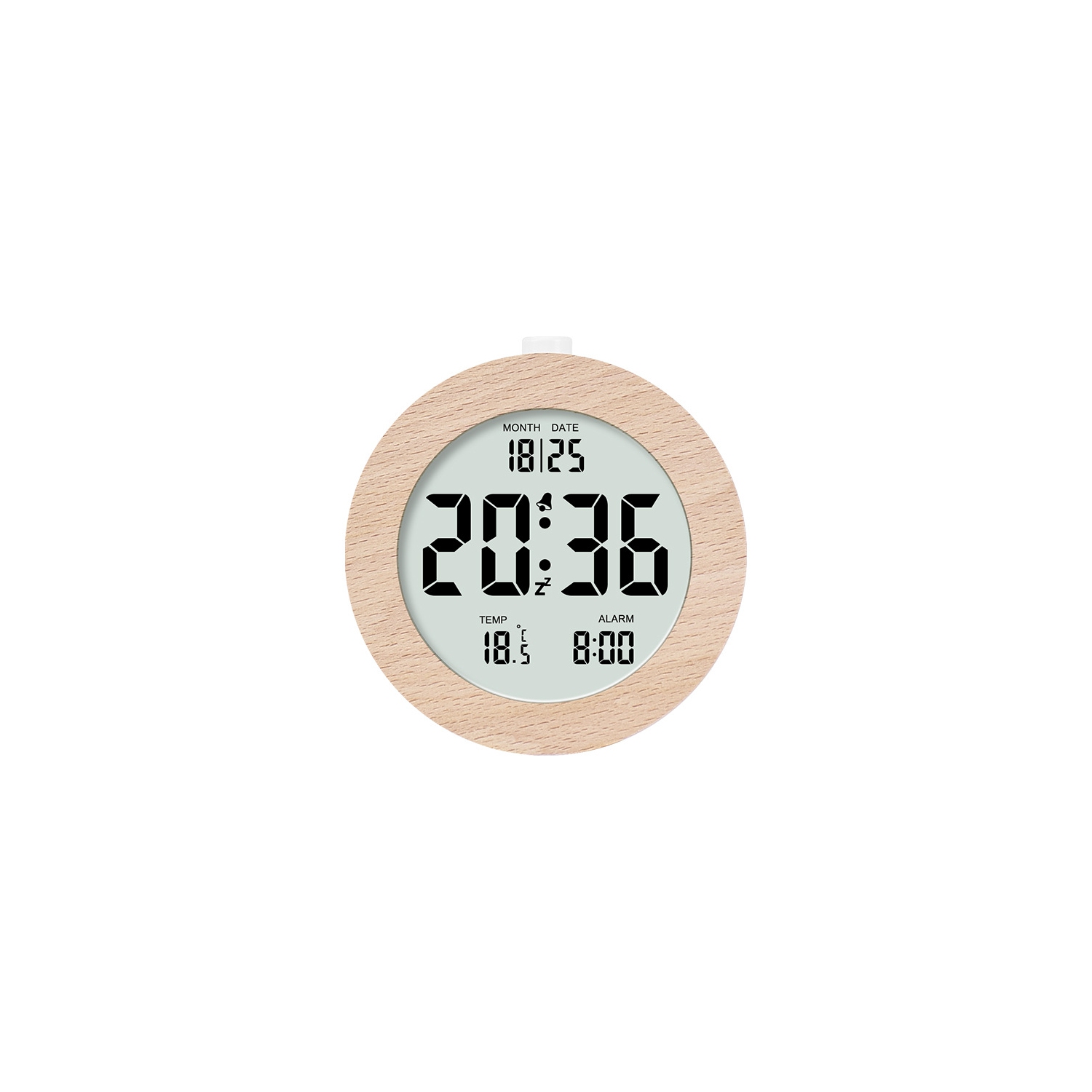 Nordic style solid wood alarm clock simple wooden clock multifunctional LCD electronic clock handmade clock simple atmosphere home room desk desktop