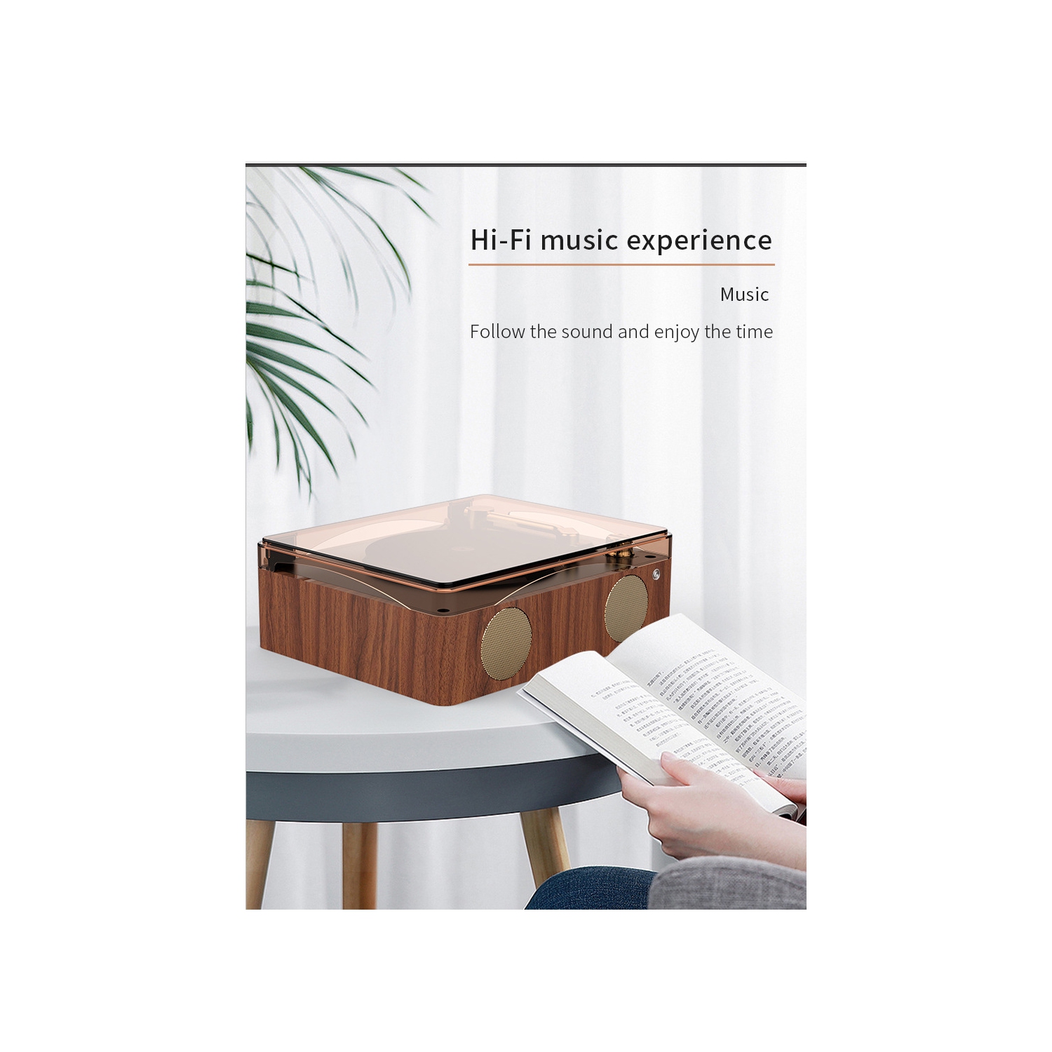 2500&nbsp;mAh – Lecteur CD portatif, lecteur CD rétro pour la maison/l'auto, haut-parleur en bois rechargeable avec télécommande, USB de type C,