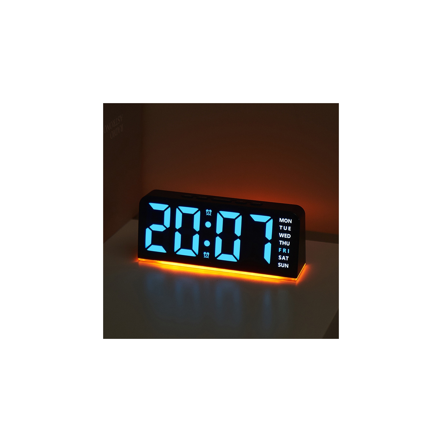 New LED large digital clock atmosphere light date snooze desk clock multi-function digital alarm clock two sets of alarm bottom atmosphere light
