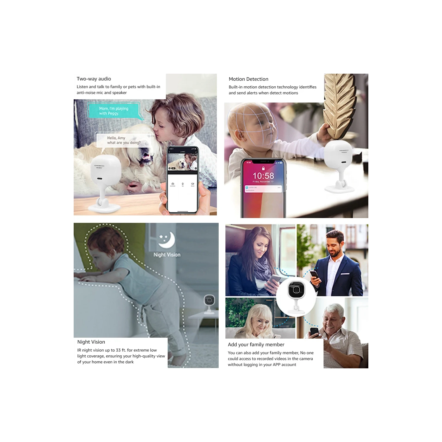 A3 Camera Baby Home Care USB Plug-in Intercom HD 1080P Indoor Surveillance Camera 1080P HD Wireless WiFi Home Security Camera Recorder Intercom