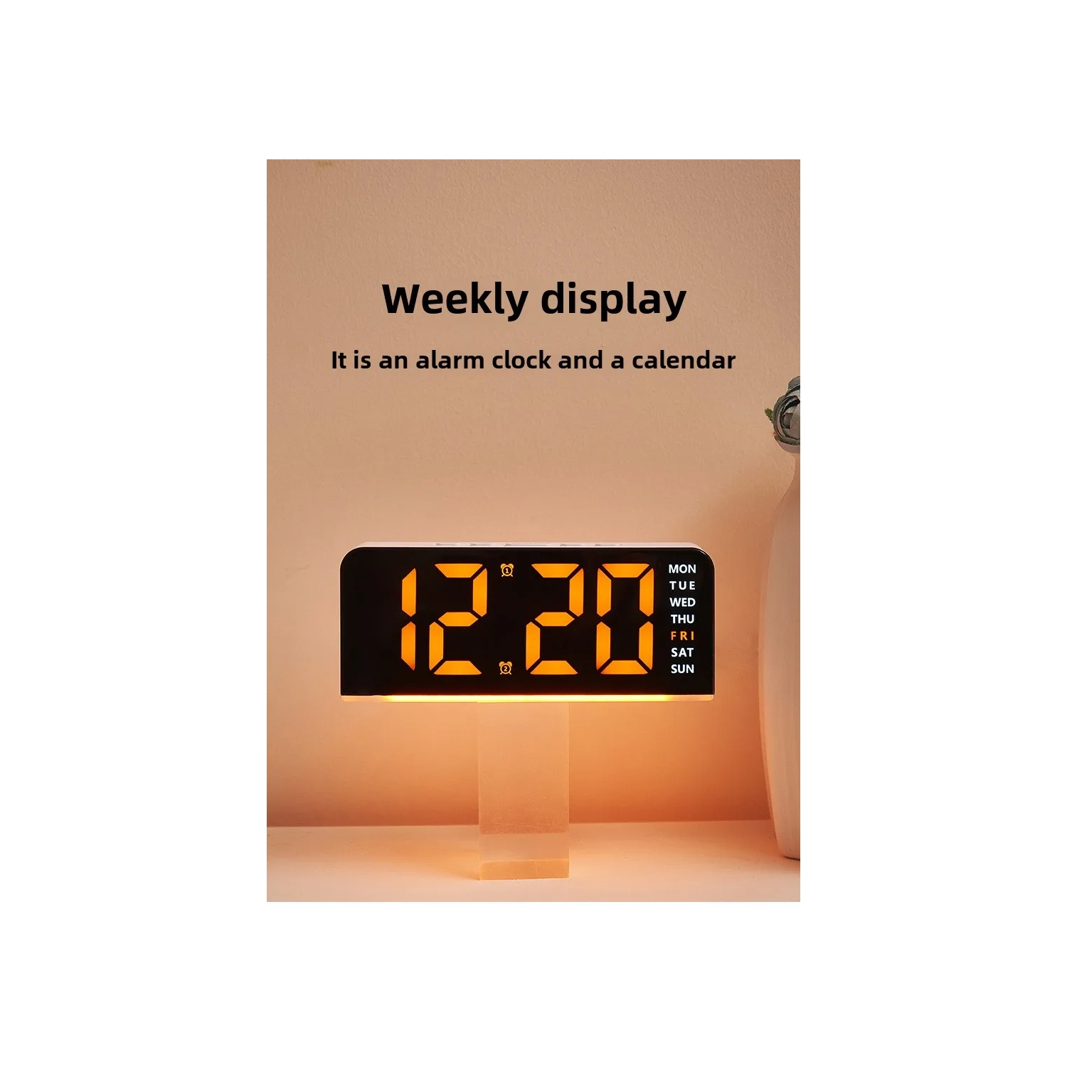 Nouveau LED Grande horloge numérique ambiance lumière date rappel réveil réveil réveil de bureau réveille-matin numérique multifonction deux