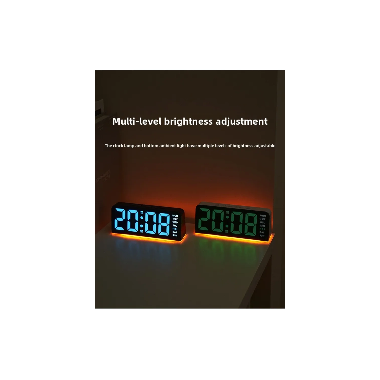 Nouveau LED Grande horloge numérique ambiance lumière date rappel réveil réveil réveil de bureau réveille-matin numérique multifonction deux
