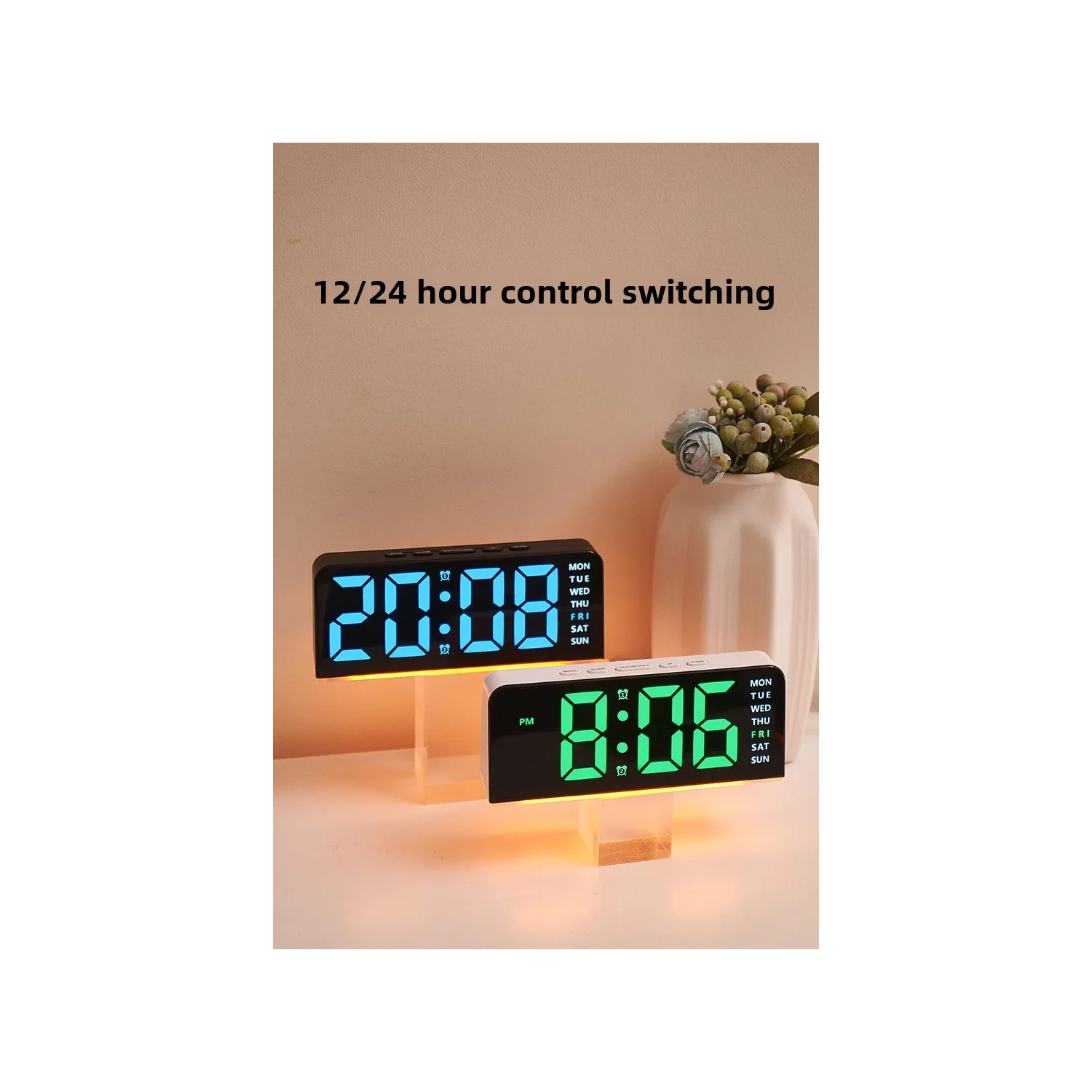 Nouveau LED Grande horloge numérique ambiance lumière date rappel réveil réveil réveil de bureau réveille-matin numérique multifonction deux