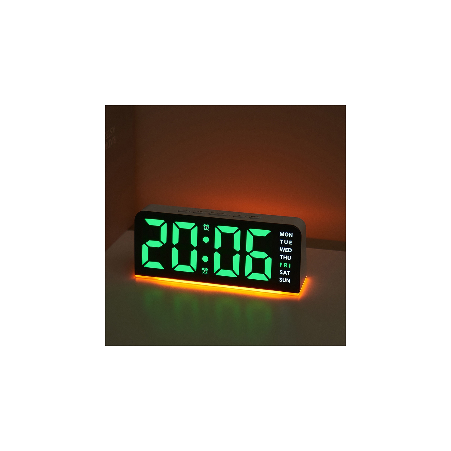 New LED large digital clock atmosphere light date snooze desk clock multi-function digital alarm clock two sets of alarm bottom atmosphere light