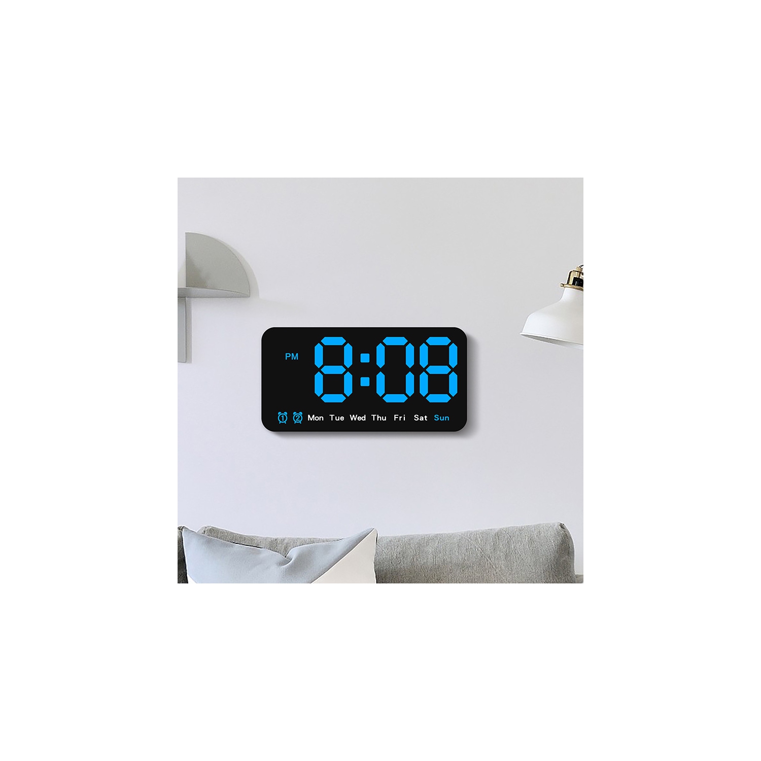 Nouvelle horloge murale, simple horloge suspendue et debout à grand écran, horloge de salon, réveil multifonction à température de bracelet - lumière