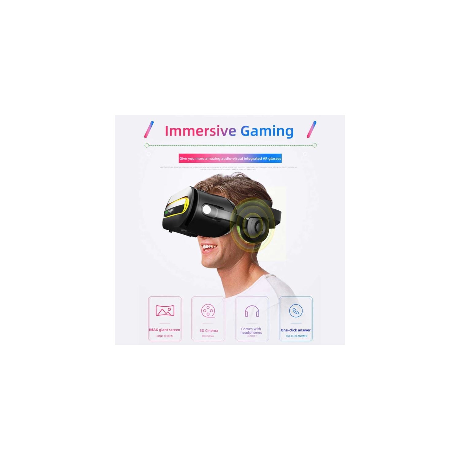 Appareil tout-en-un pour lunettes d'affichage virtuel, BOÎTIER intelligent pour film haute définition sans fil VR Lunettes VR - Noir J60 + poignée X3