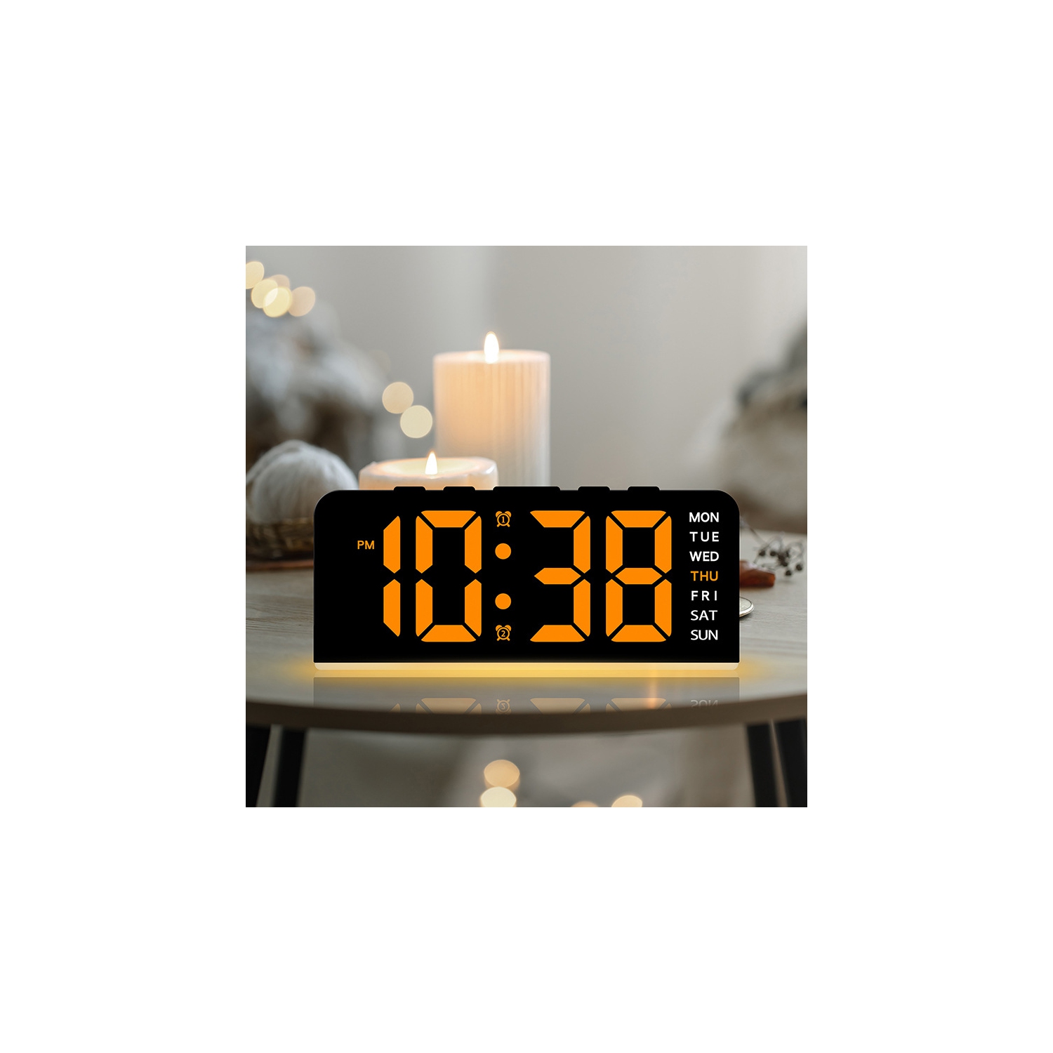 Nouveau LED Grande horloge numérique ambiance lumière date rappel réveil réveil réveil de bureau réveille-matin numérique multifonction deux