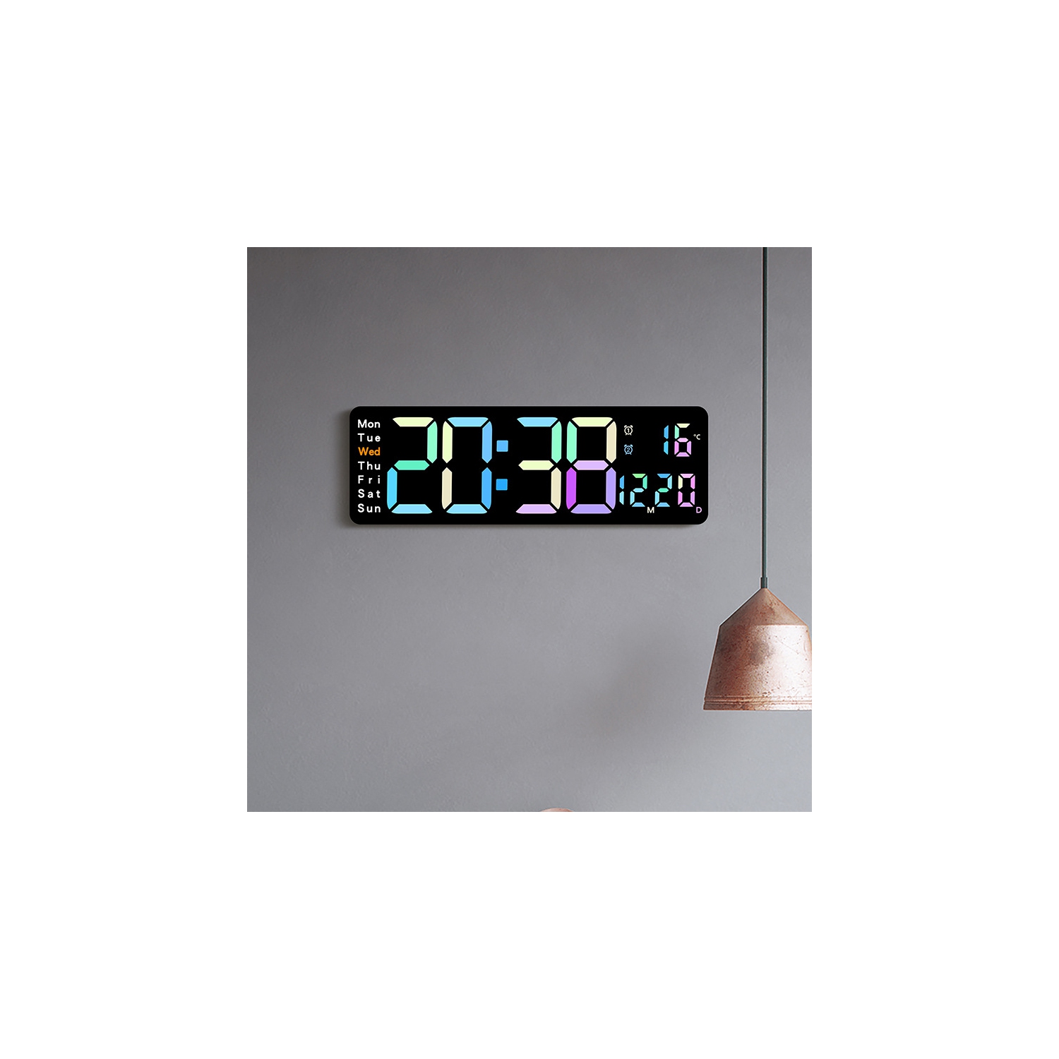 New colorful wall clock, simple multifunctional living room clock, countdown clock, multifunctional living room clock, hot selling electronic clock -
