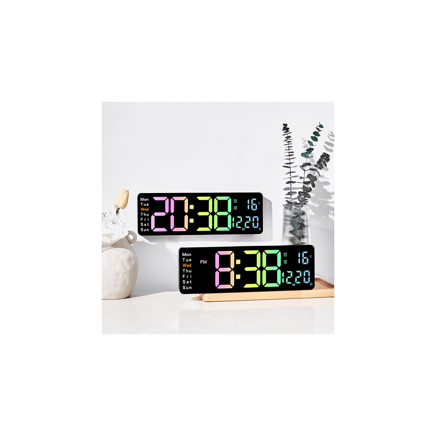 New colorful wall clock, simple multifunctional living room clock, countdown clock, multifunctional living room clock, hot selling electronic clock -