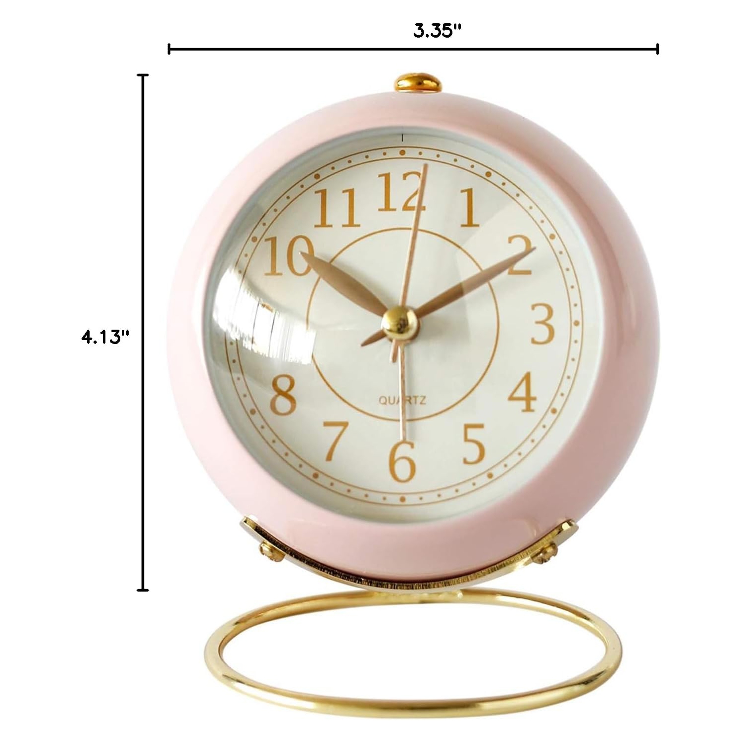 Petit réveille-matin de table classique sans tickless avec rétroéclairage, style rétro simple petit réveille-matin de bureau rond nordique de table