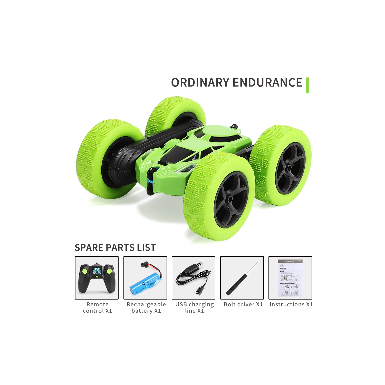 Voiture jouet télécommandée, voiture acrobatique double face, voiture hors route télécommandée pour enfants Dump Truck, voiture télécommandée pour