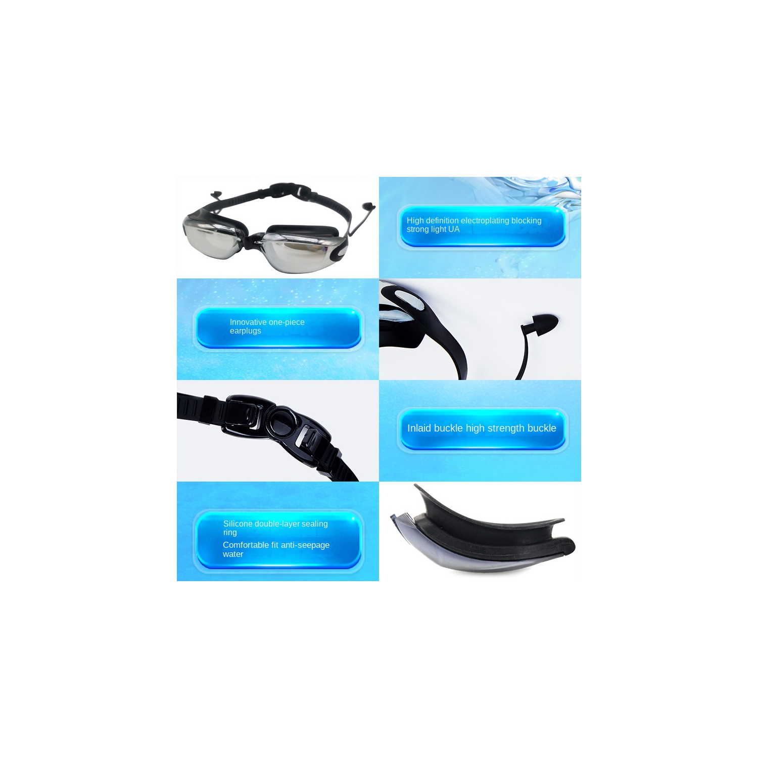 Lunettes de natation de course en silicone, lunettes de natation haute définition pour adultes, lunettes de natation antibuée et étanches
