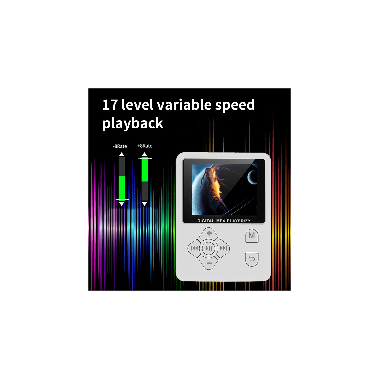 Ultra-thin MP4 player - | MP3/AMV player | Music player | Lightweight portable player, full set of accessories + built-in 16G card, headphone jack