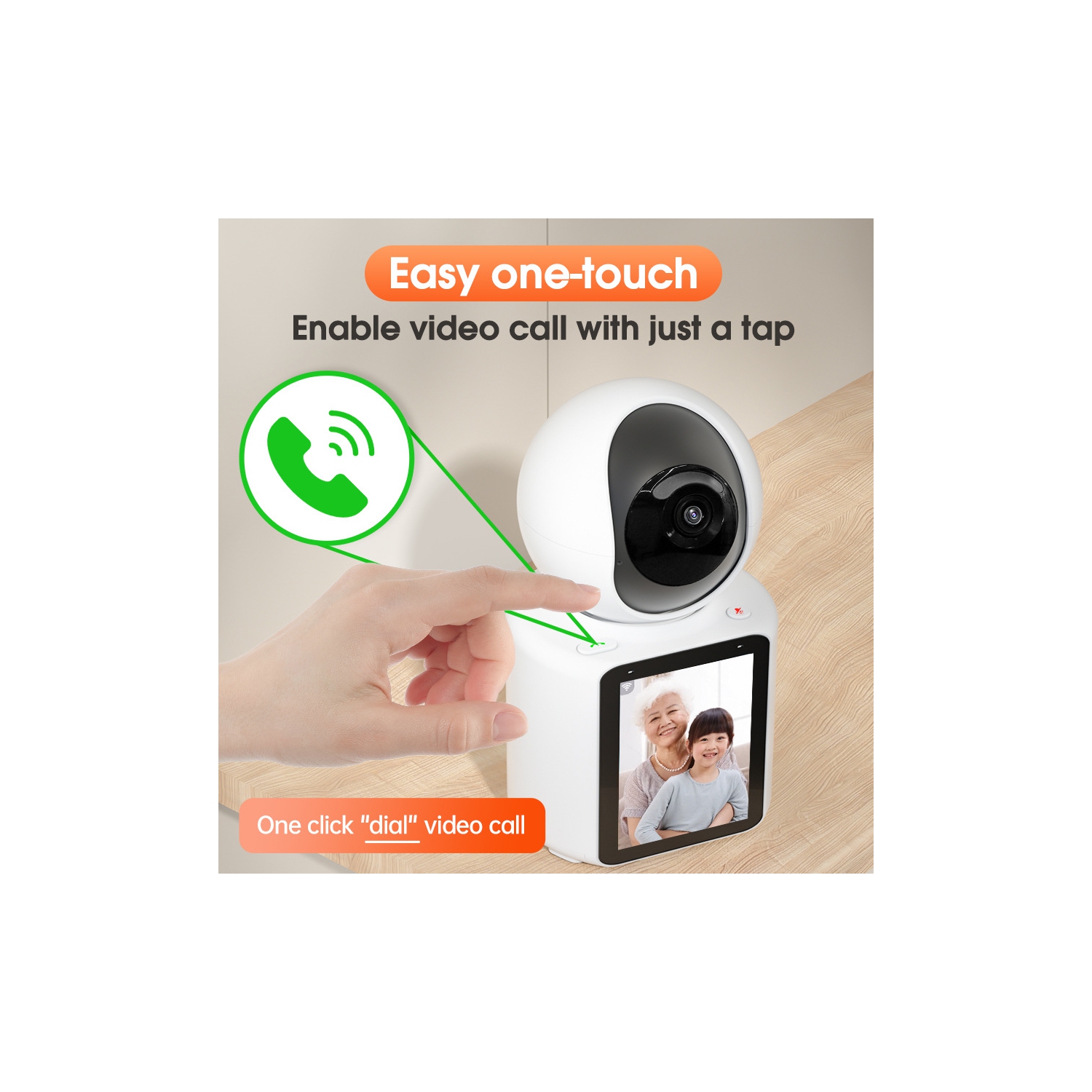 Video call surveillance camera, one-click call two-way video call home elderly and child care monitor - call video machine