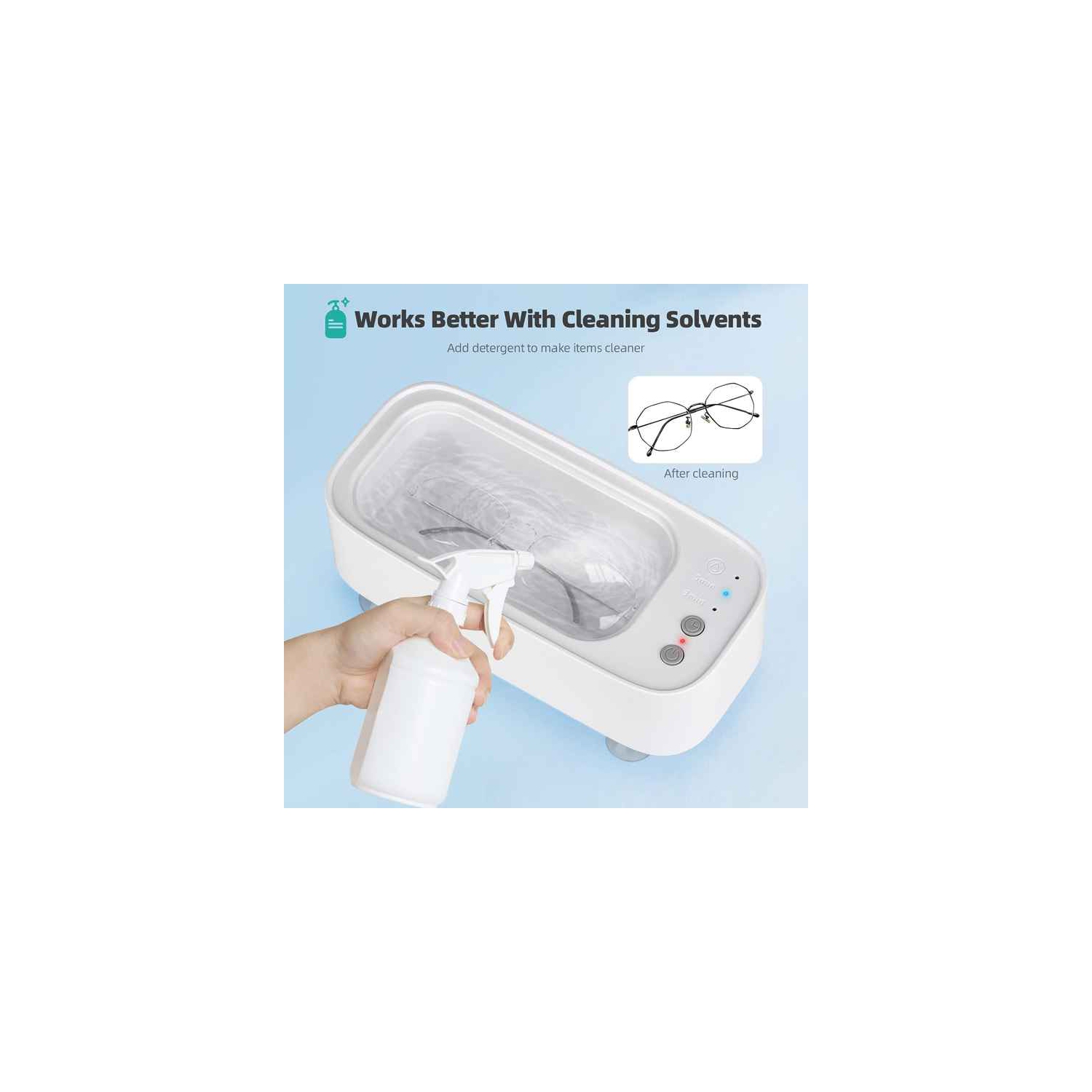 Ultrasonic Jewelry Cleaner, 3 Modes Portable Cleaner for Glasses, Rings, Earrings, Necklaces, Watchbands, Makeup Brushes, One-Button Operation