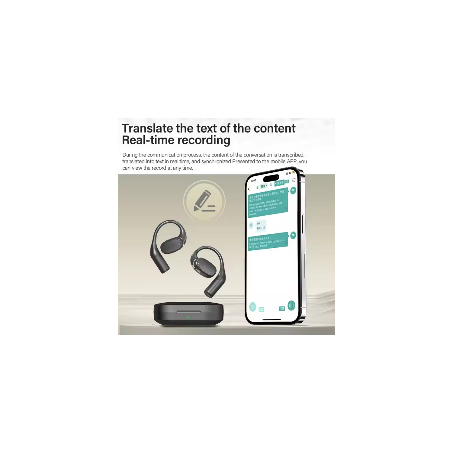 Écouteurs de traduction IA, écouteurs de conférence en temps réel, traduction multilingue pour les voyages à l'étranger, écouteurs à réduction du