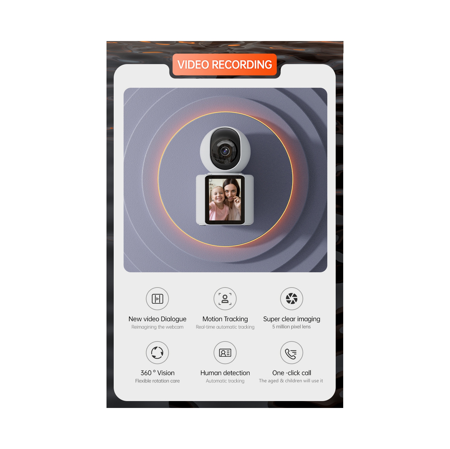 Caméra de surveillance pour appel vidéo, appel vidéo bidirectionnel en un clic appel vidéo maison personnes âgées et moniteur de garde d'enfants -