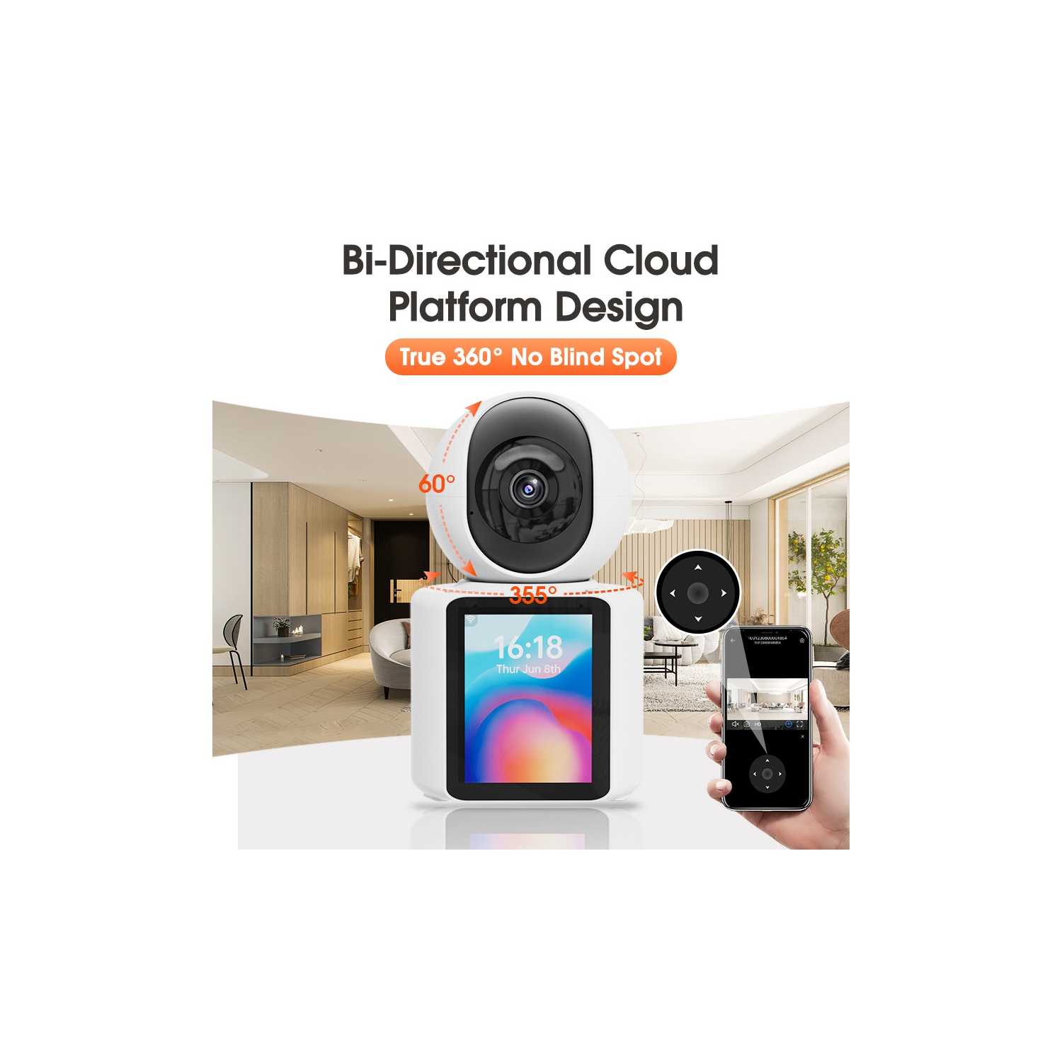 Caméra de surveillance pour appel vidéo, appel vidéo bidirectionnel en un clic pour la maison personnes âgées et surveillance pour la garde d'enfants