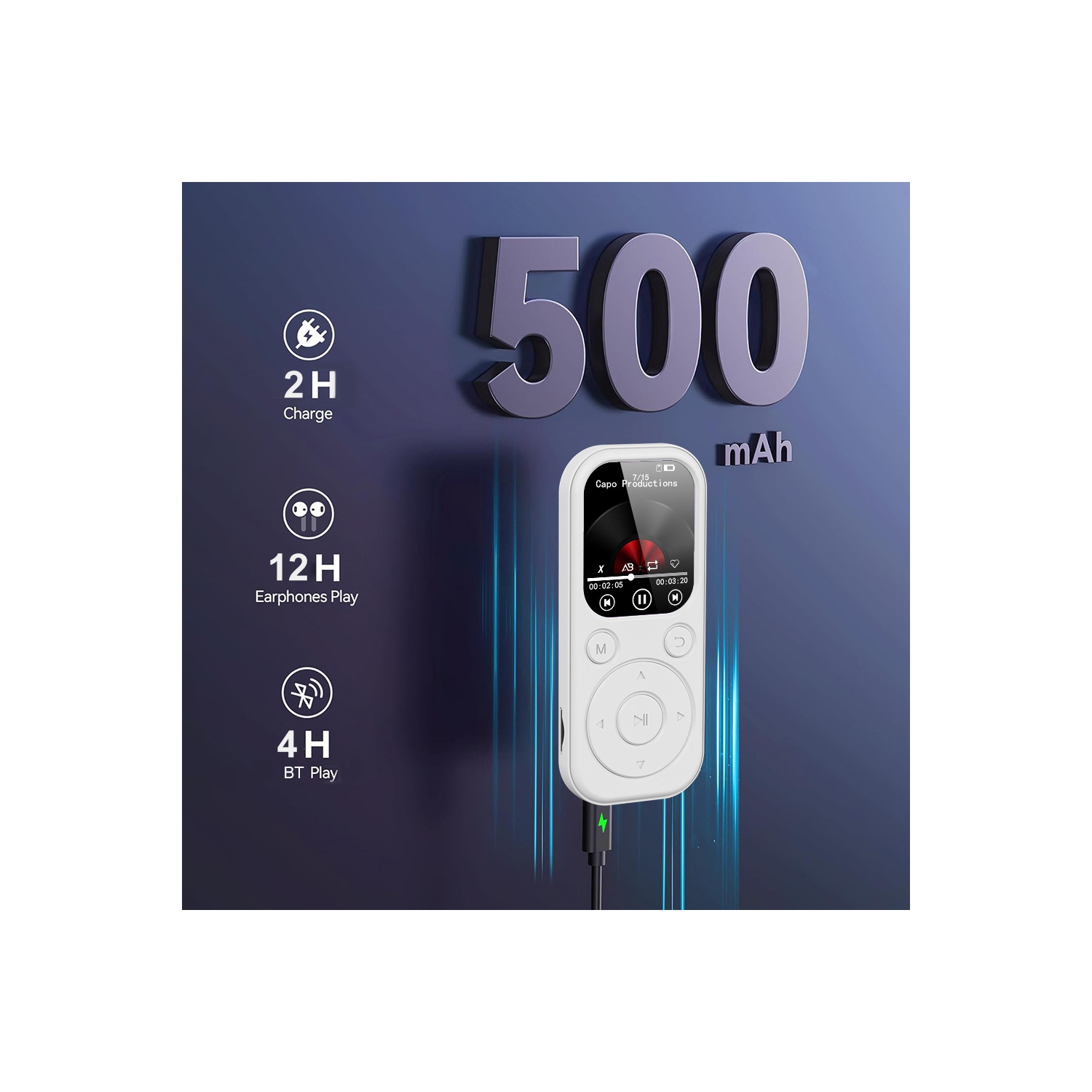 Lecteur de musique MP3/MP4 Bluetooth Walkman IPS HD Enregistrement sur grand écran - Prise en charge Bluetooth 5,4, qualité sonore haute fidélité,