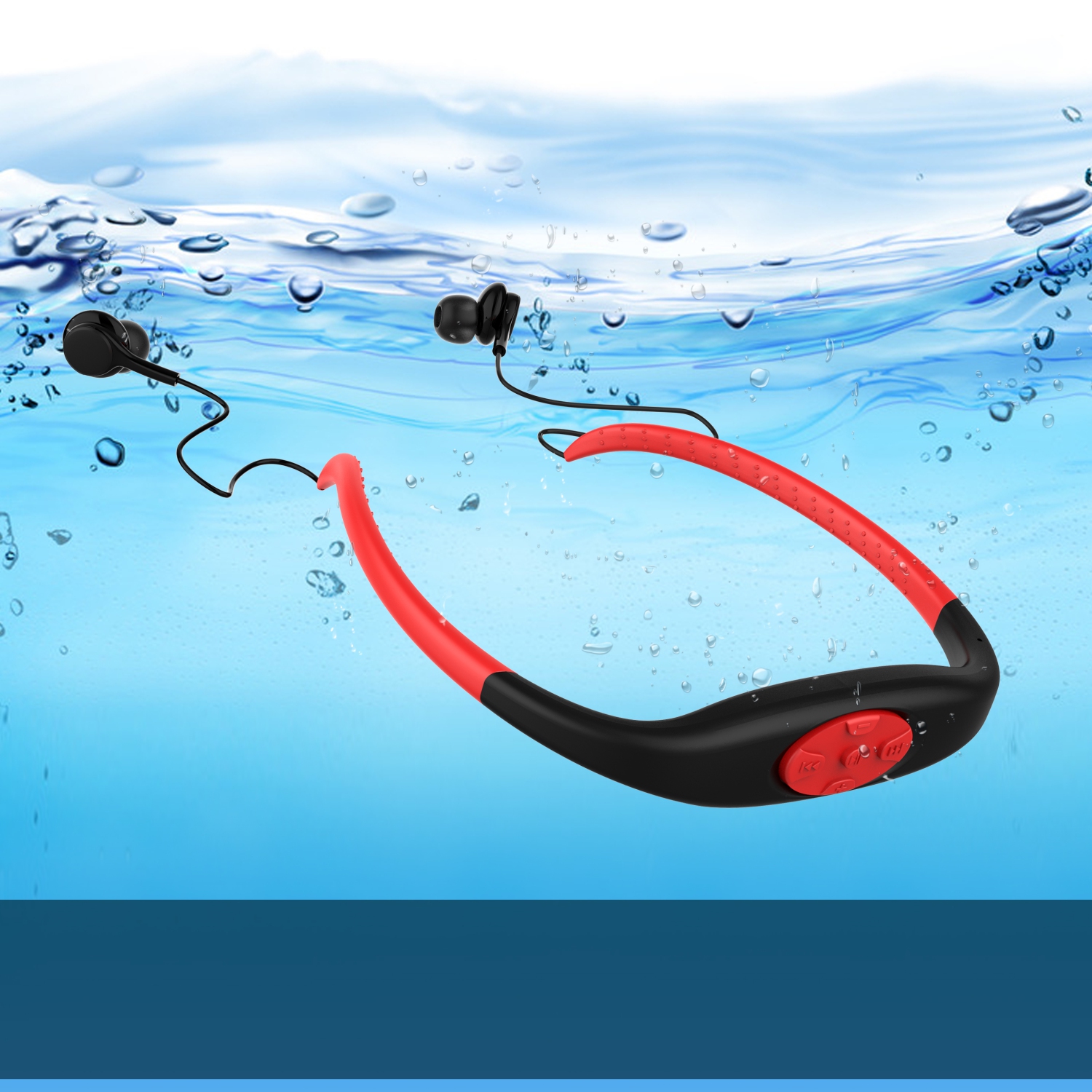 Sport monté sur la tête mp3, sports de natation mp3, casque Bluetooth étanche, plongée mp3 -8&nbsp;Go mp3 + mise à niveau Bluetooth
