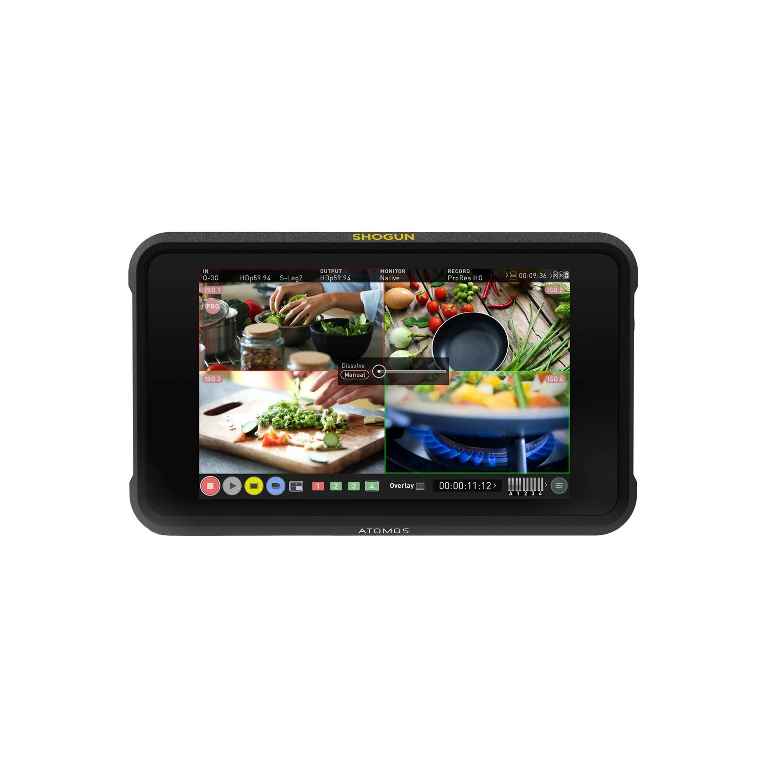 Commutateur moniteur-enregistreur Shogun 7 HDR Pro/Cinema d'Atomos + BATT EXT + lampe LED