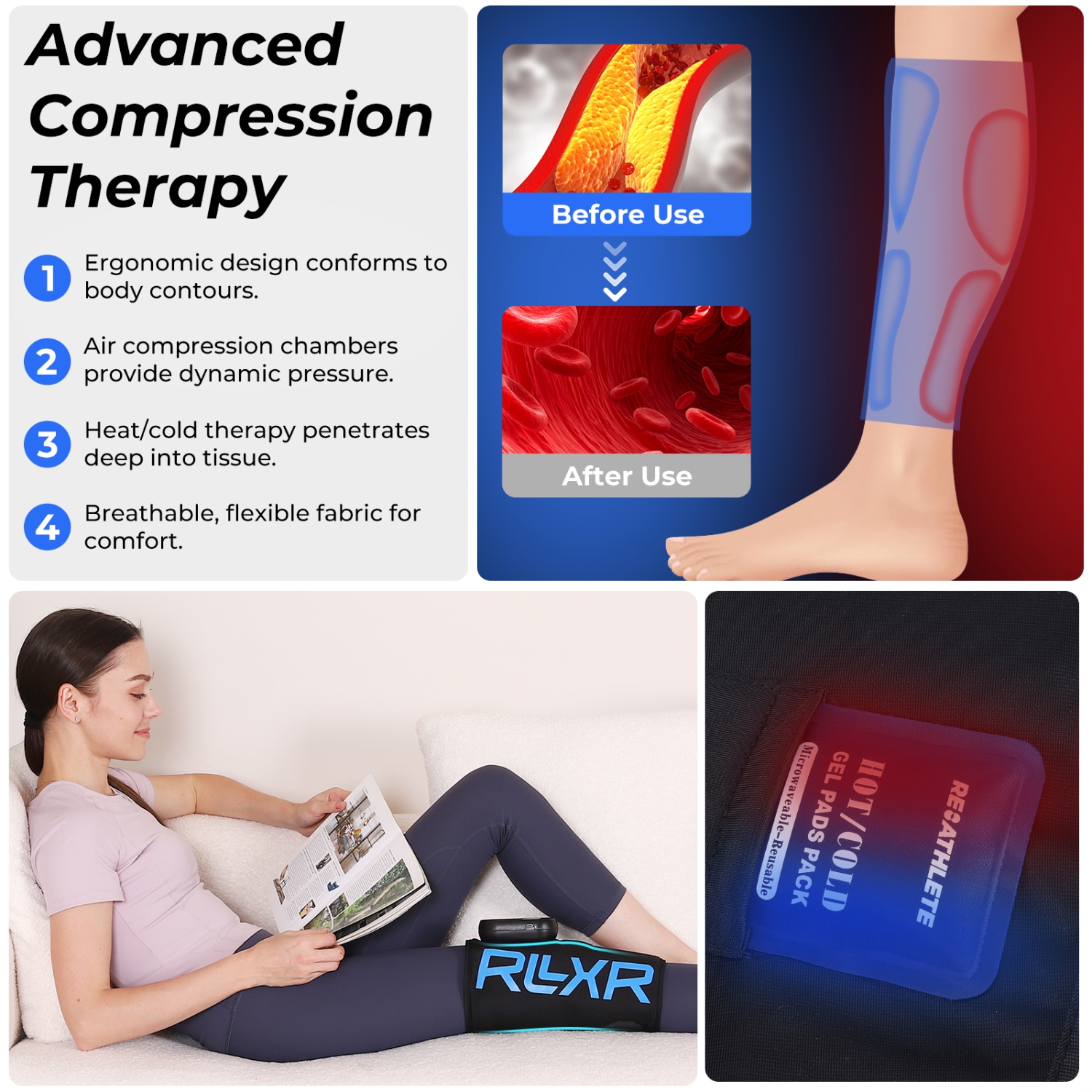 RLXR - Calf Massager with Heat, Cold and Air Compression Therapy