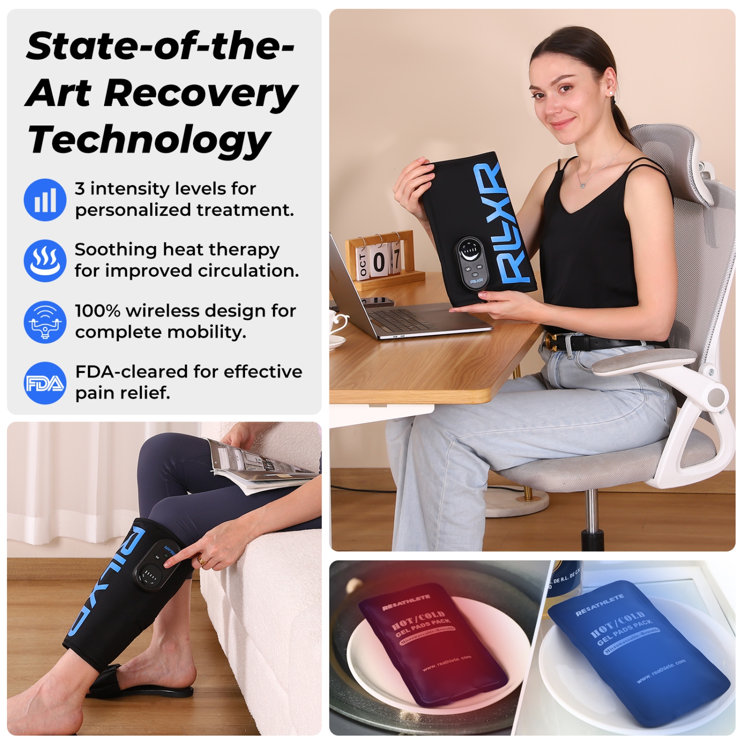 RLXR - Calf Massager with Heat, Cold and Air Compression Therapy