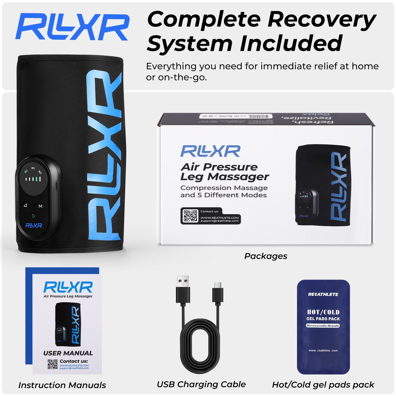 RLXR - Calf Massager with Heat, Cold and Air Compression Therapy