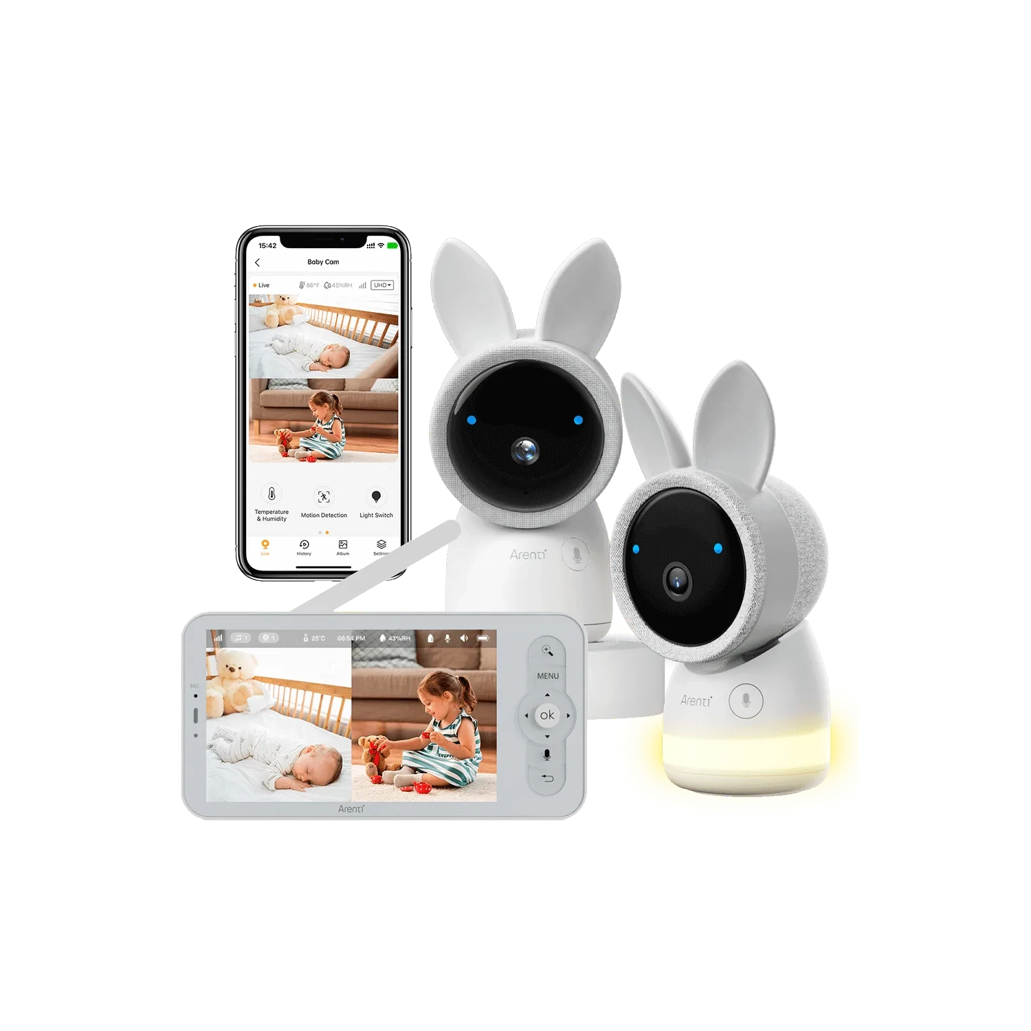 Arenti Baby Monitor 2 Cameras with 5-Inch Upgraded Wireless Display