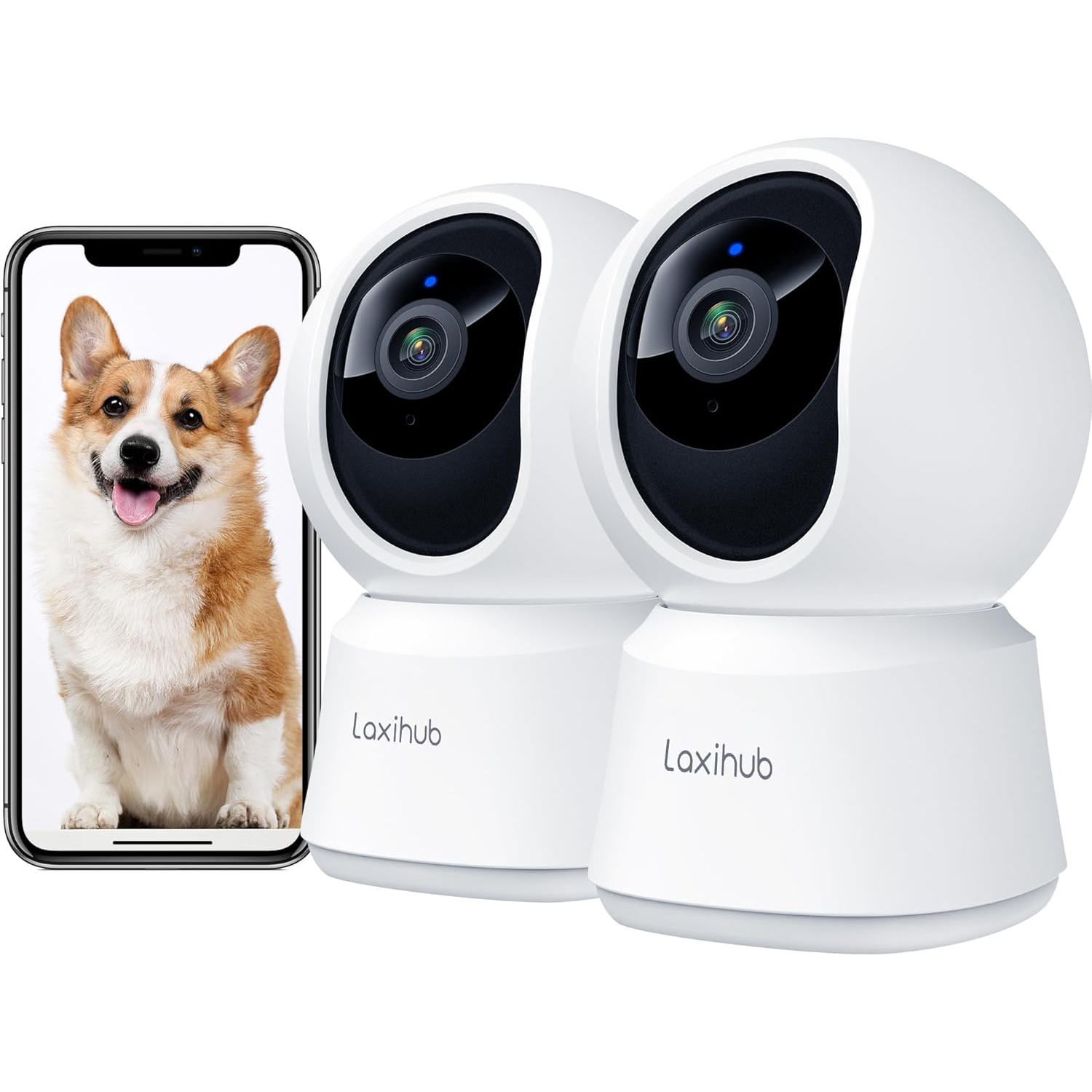 Arenti Laxihub 2K Indoor Security Camera Free Phone App, Works with Alexa - Pack of 2