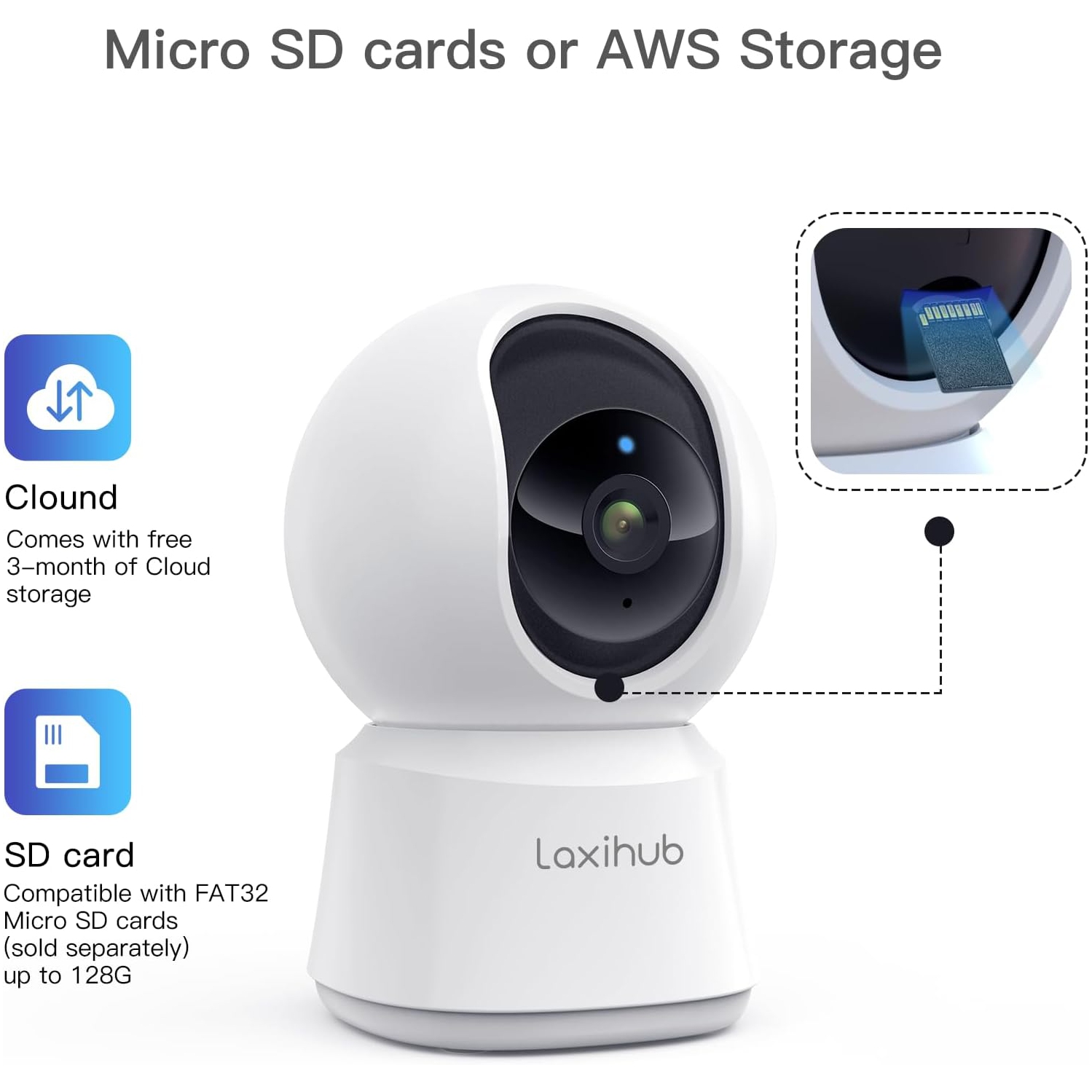 Arenti Laxihub 2K Indoor Security Camera Free Phone App, Works with Alexa - Pack of 2