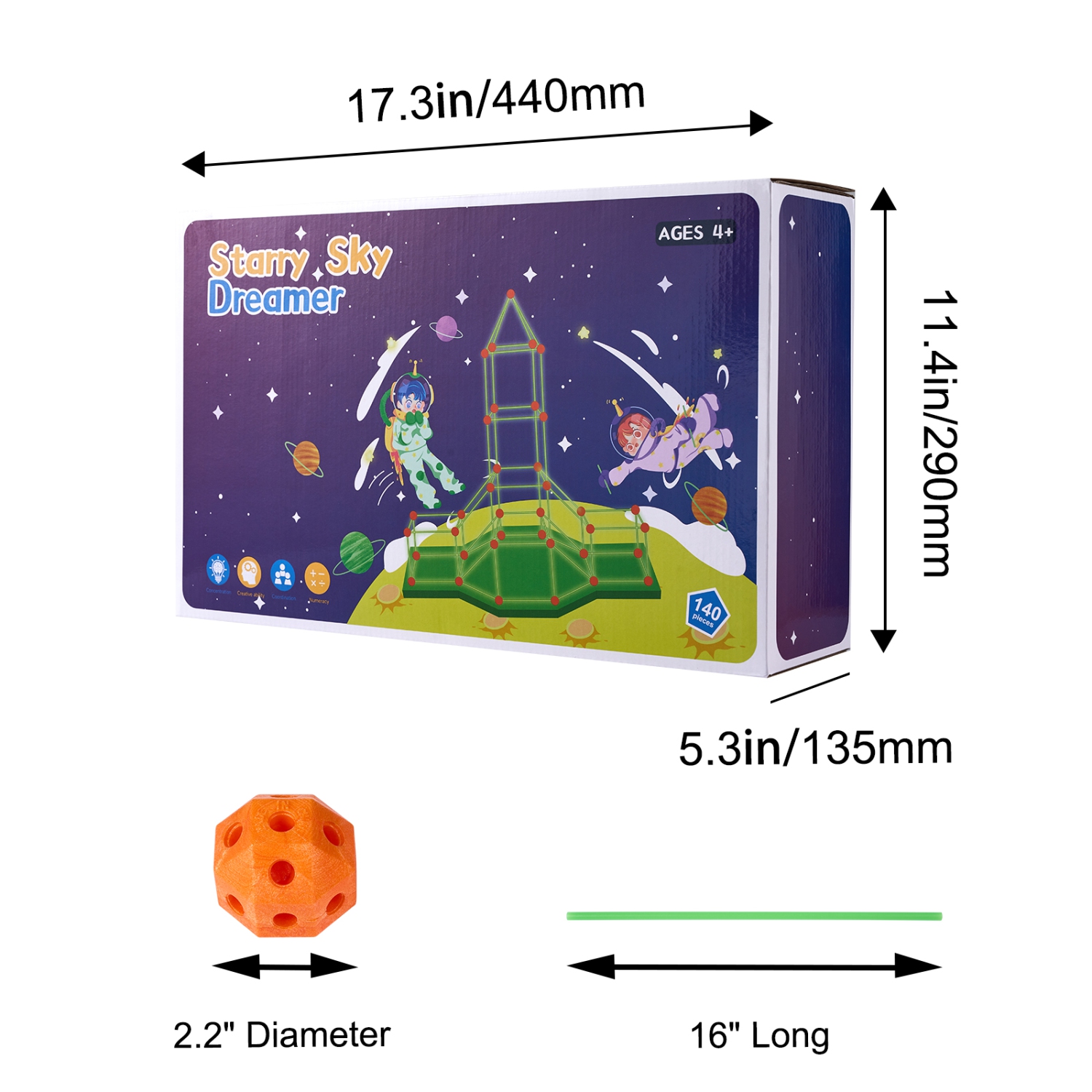 VEVOR Fort Building Kit for Kids, 140PCS Glow in The Dark STEM Building Toys, Educational Gift for 4 5 6 7 8+ Year Old Play Tent Construction Toys