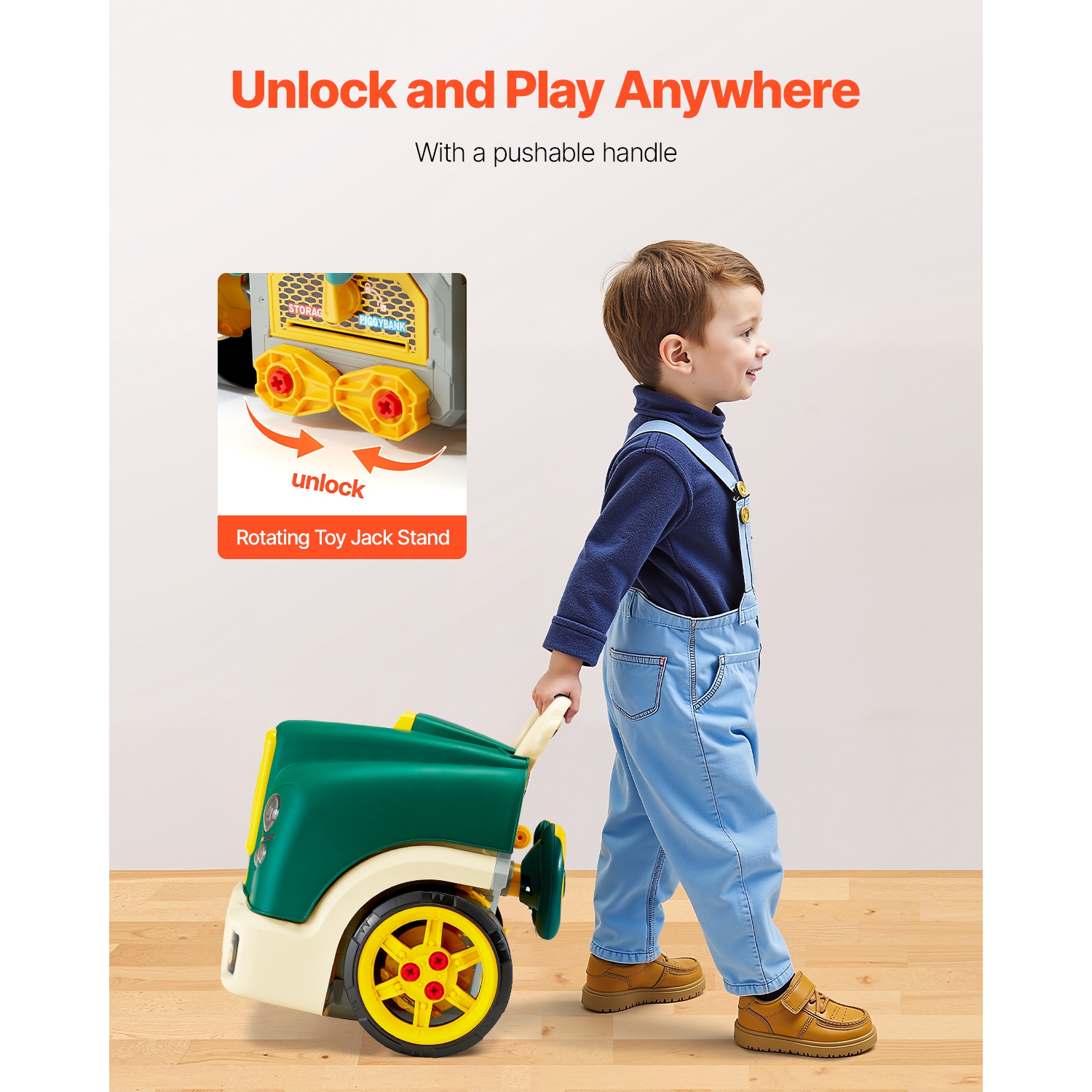 VEVOR 60 Pieces Engine Toy, Kids Mechanic Car Repair Set with Removable Parts, Lights and Sounds, Steering Wheel and Horn, Kids Mechanic Workshop Set