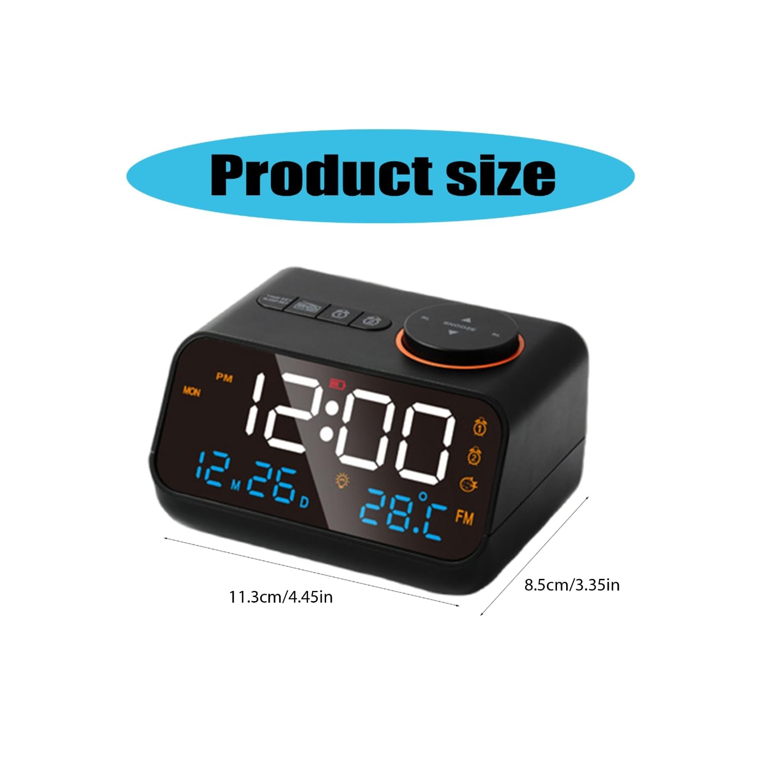 Alarm Clock Radio for Bedroom, Glow Small Digital Clock Radio, USB Ports, Sound Machine, Loud FM Radio Alarm Clock for Adults Seniors