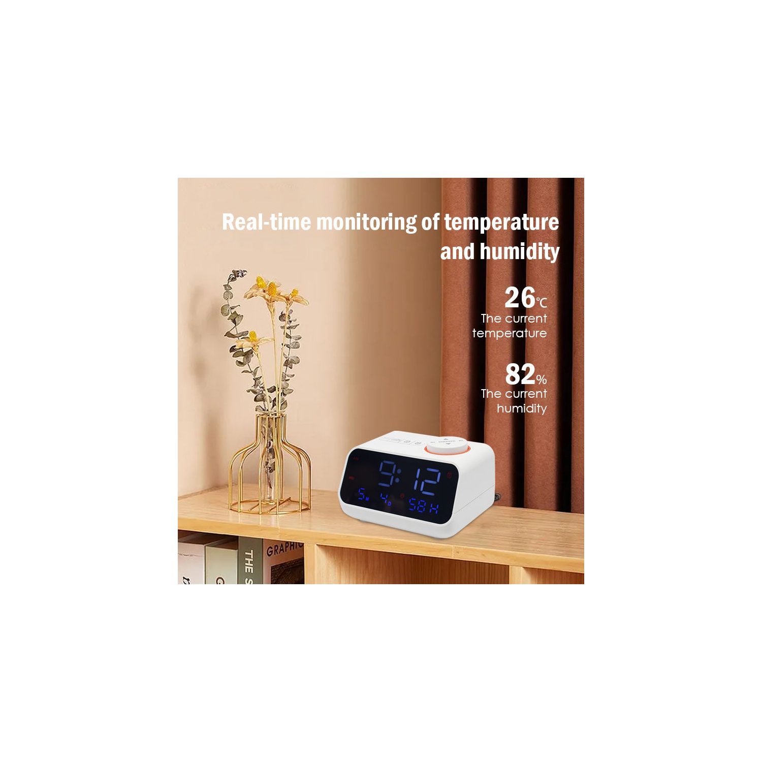 Radio-réveil pour chambre à coucher, petit radio-réveil numérique lumineux, ports USB, machine à sons, radio-réveil FM pour adultes et aînés