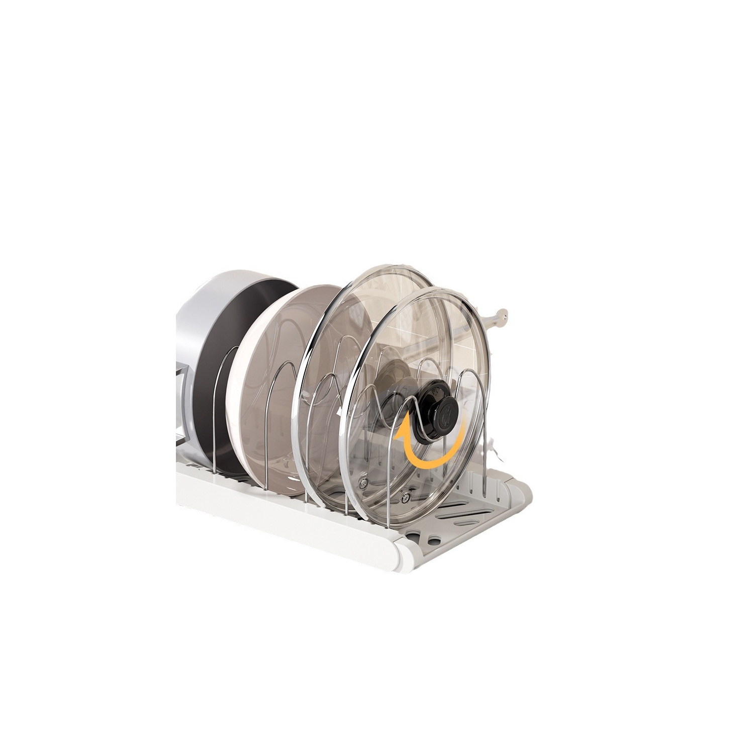 Rangement sous l'armoire pour casseroles et poêles, support télescopique à trois sections pour casseroles et poêles avec 7 tablettes ajustables pour