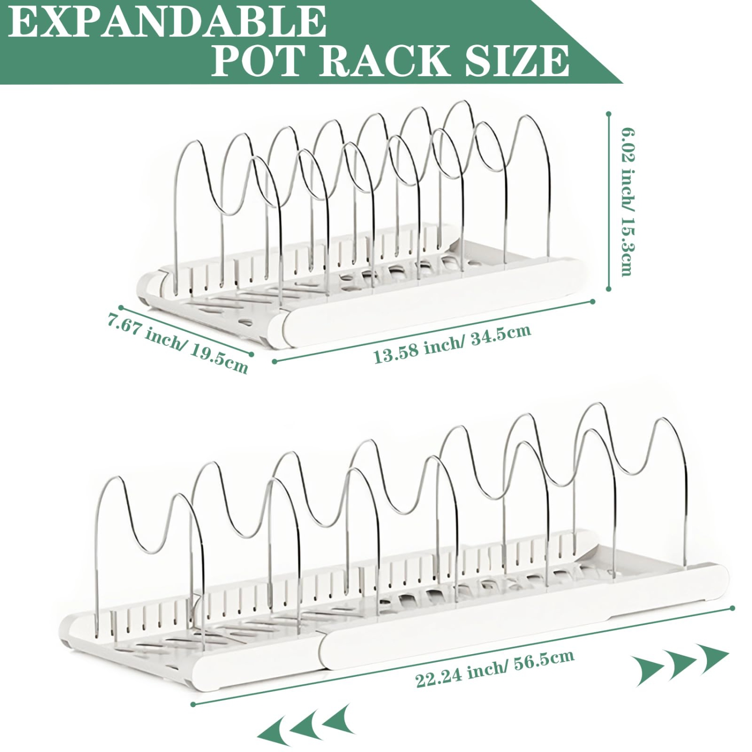 Rangement sous l'armoire pour casseroles et poêles, support télescopique à trois sections pour casseroles et poêles avec 7 tablettes ajustables pour