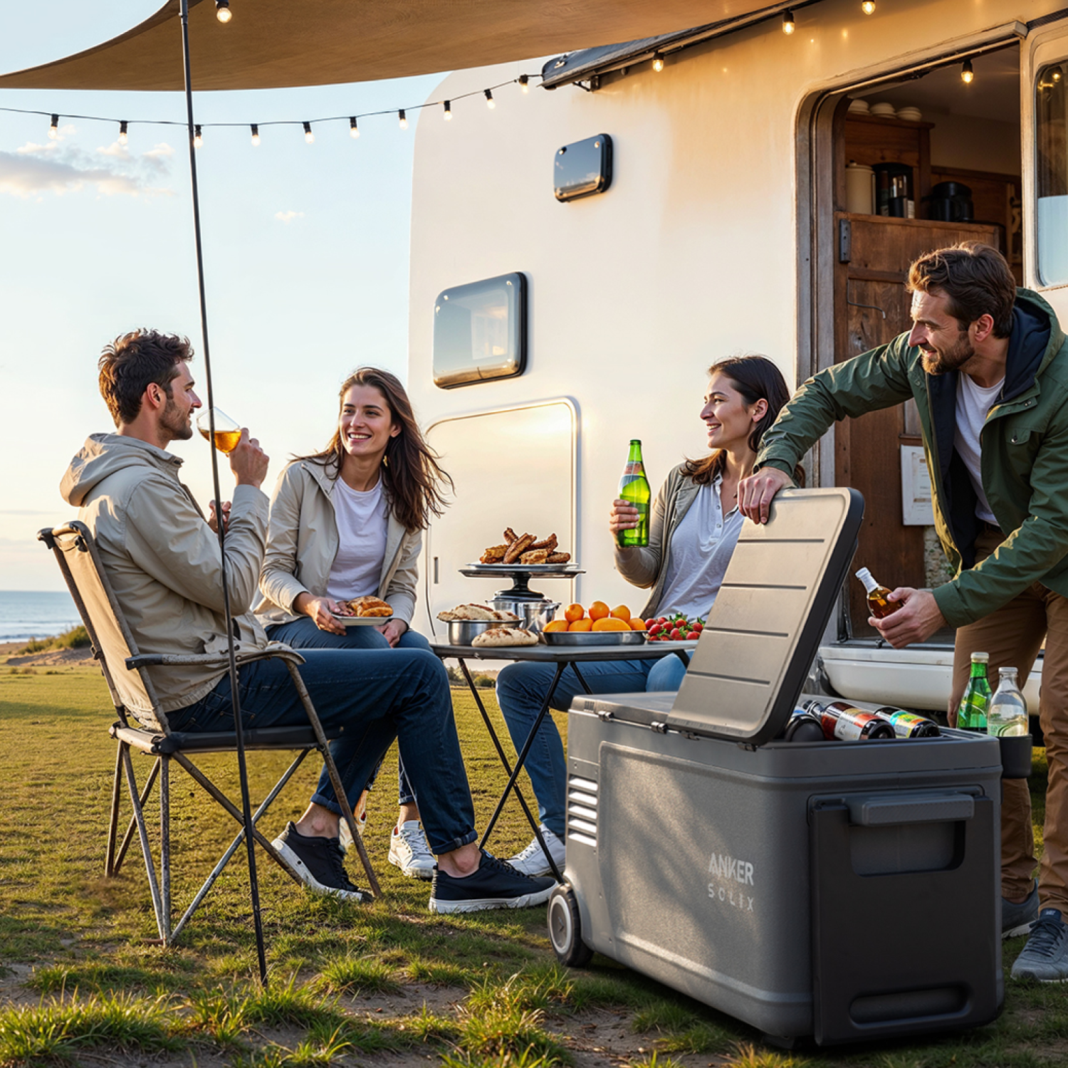 Glacière électrique SOLIX Everfrost 2 d'Anker 58&nbsp;L avec batterie à brancher 288&nbsp;Wh - Gris