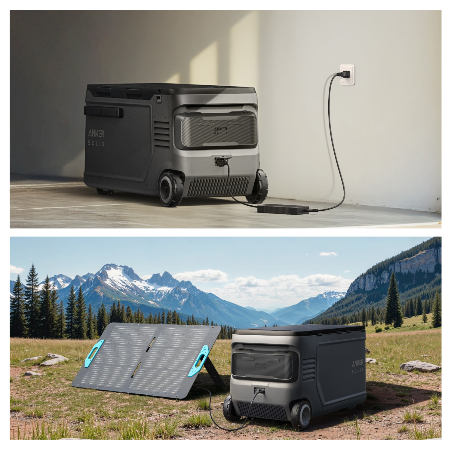 Glacière électrique SOLIX Everfrost 2 d'Anker 58&nbsp;L avec batterie à brancher 288&nbsp;Wh - Gris